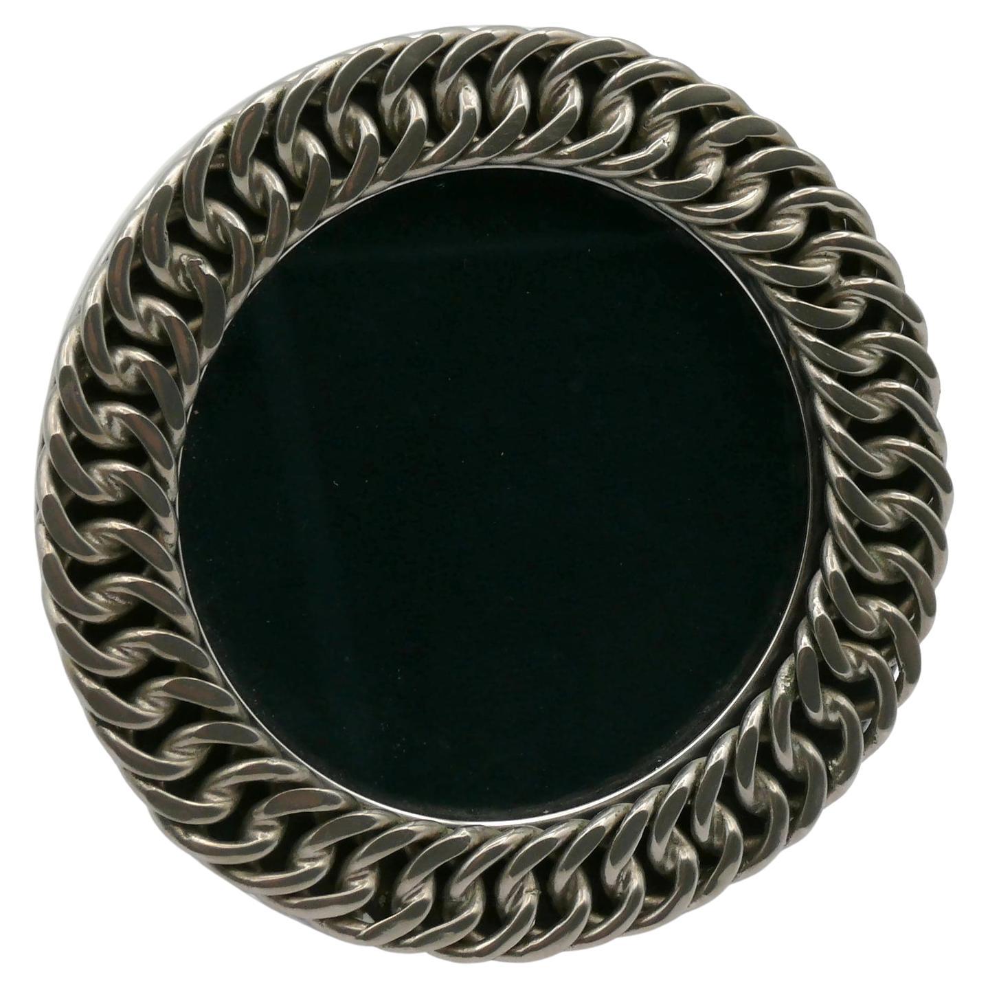 HERMÈS, cadre photo vintage à maillons de chaîne en métal argenté