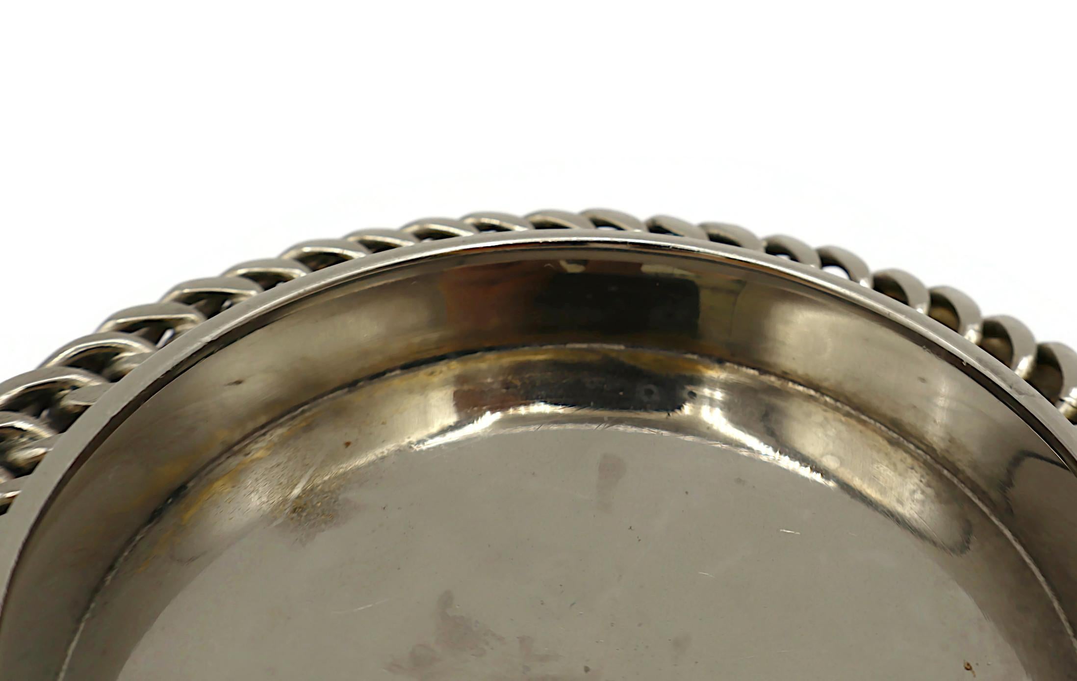 Sottobicchiere per bottiglie HERMES Vintage in argento con motivo a catena in vendita 7