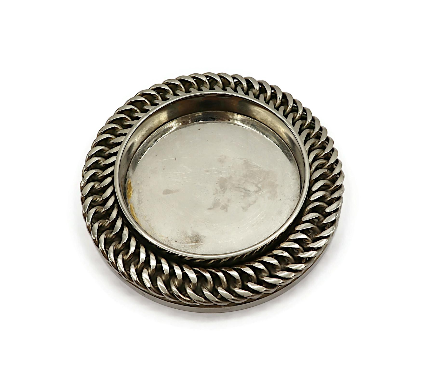 Beige Sottobicchiere per bottiglie HERMES Vintage in argento con motivo a catena in vendita