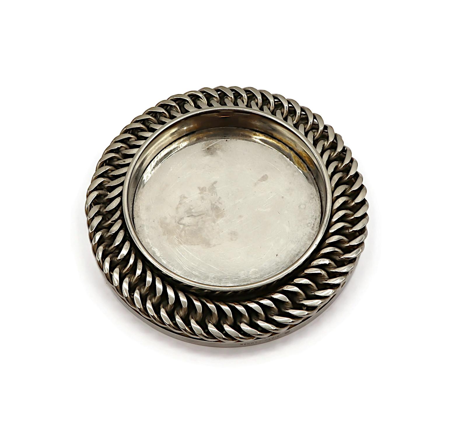 da uomo o donna Sottobicchiere per bottiglie HERMES Vintage in argento con motivo a catena in vendita
