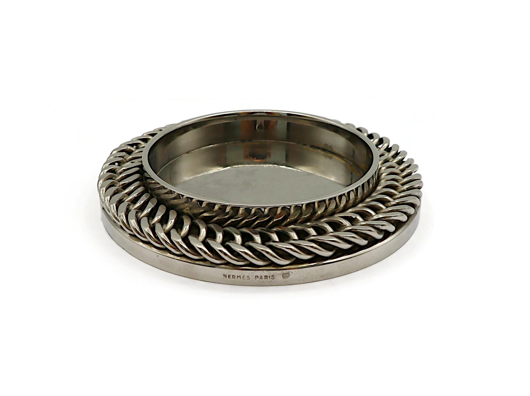 Sottobicchiere per bottiglie HERMES Vintage in argento con motivo a catena in vendita 1