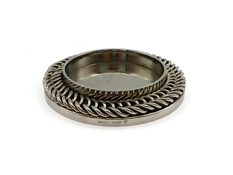 HERMES Vintage Silver Plate Chain Motif Bottle Coaster For Sale at