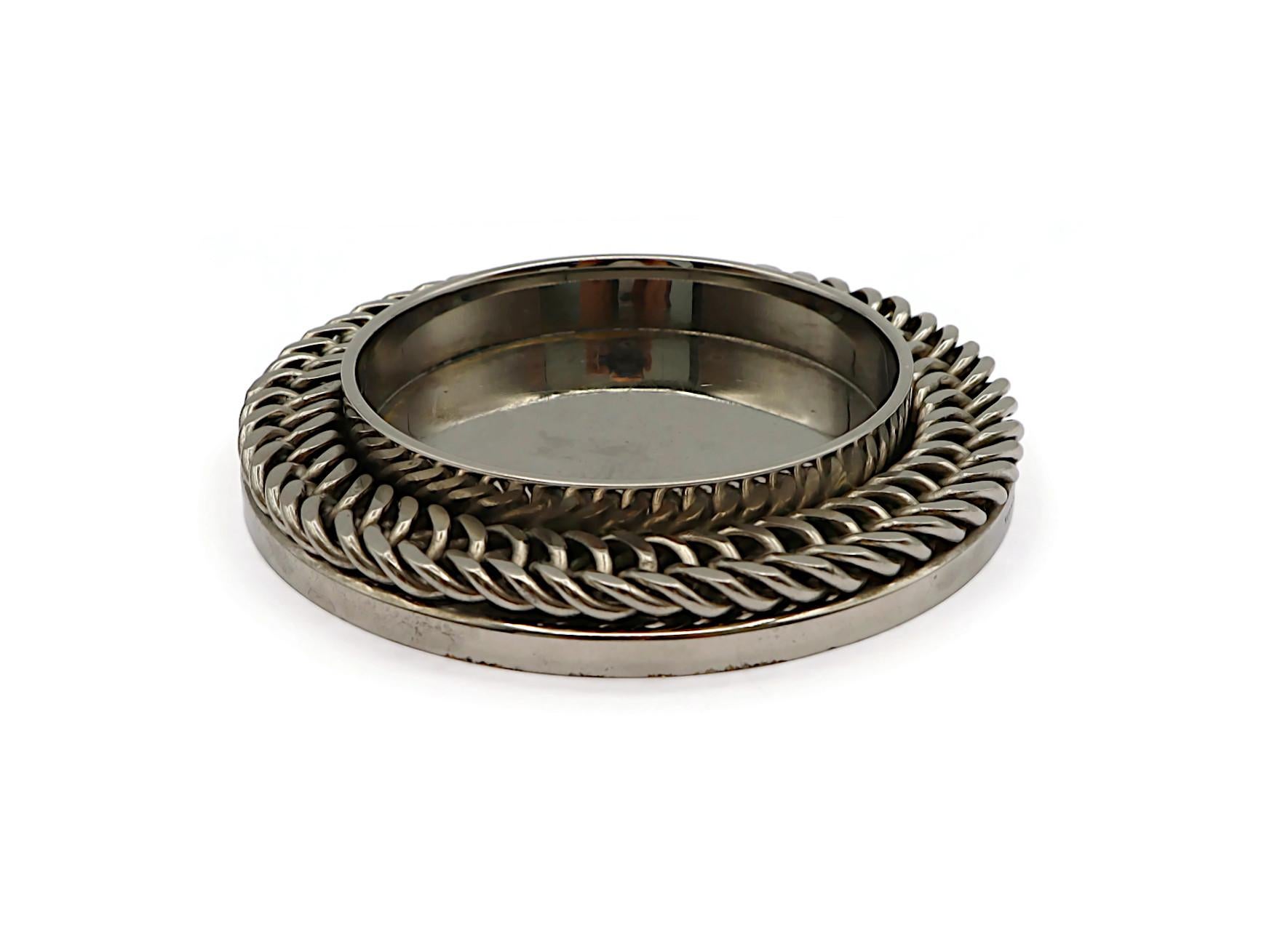 Sottobicchiere per bottiglie HERMES Vintage in argento con motivo a catena in vendita 2
