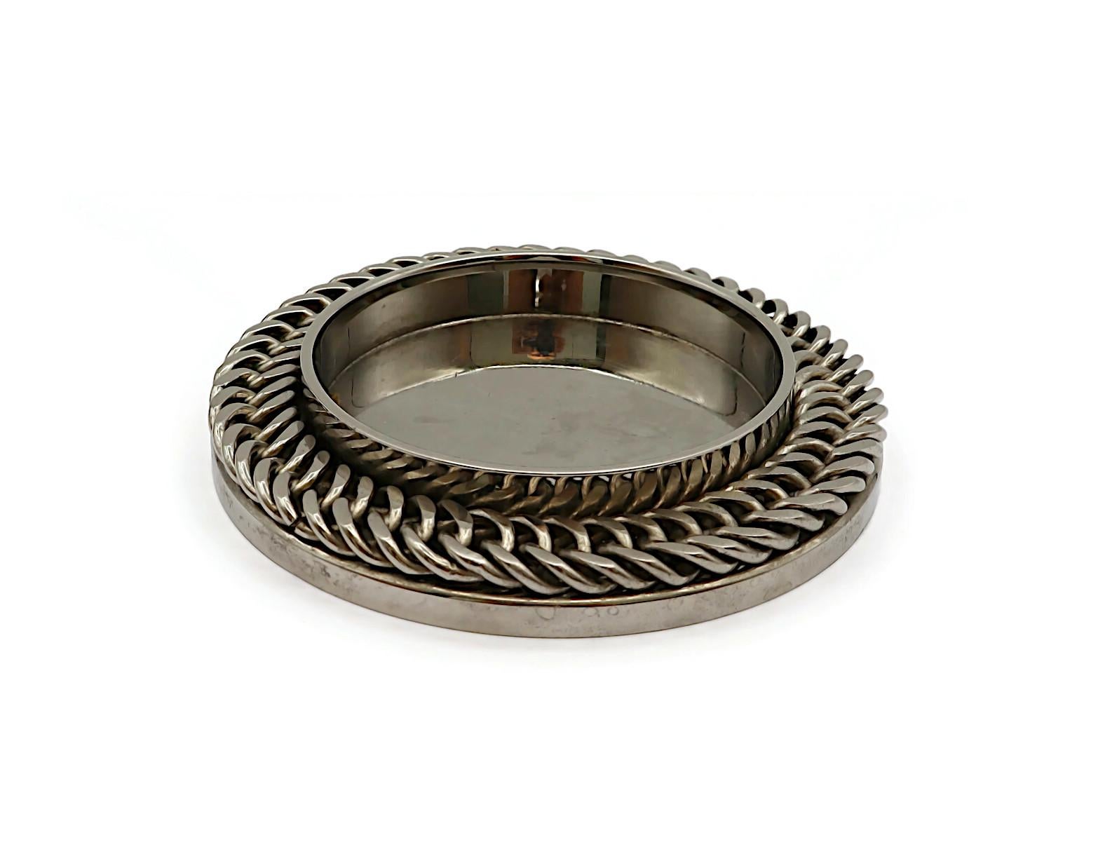 Sottobicchiere per bottiglie HERMES Vintage in argento con motivo a catena in vendita 3