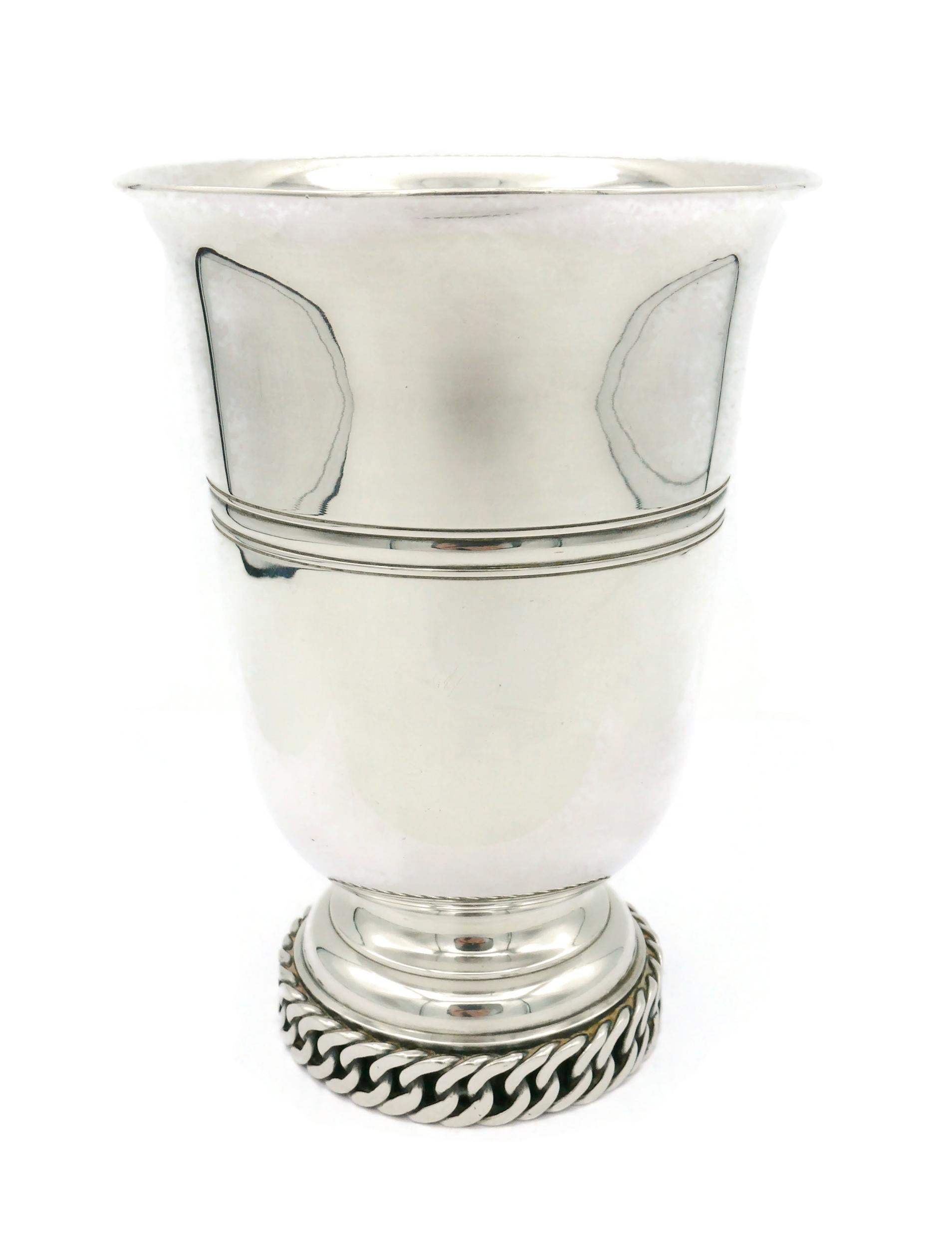 HERMES Vintage Silver Plate Chain Vase In Good Condition For Sale In Nice, FR