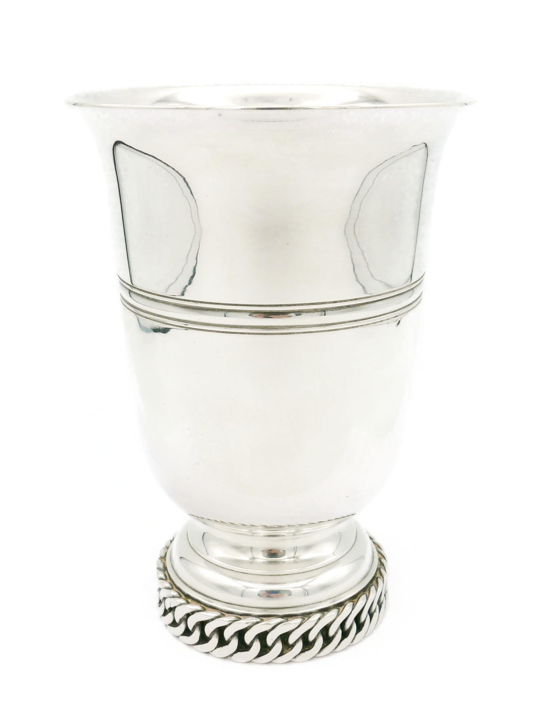 Women's or Men's HERMES Vintage Silver Plate Chain Vase For Sale