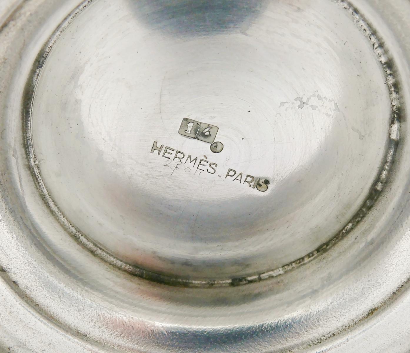 HERMES Vintage Silver Plate Chain Vase For Sale 3