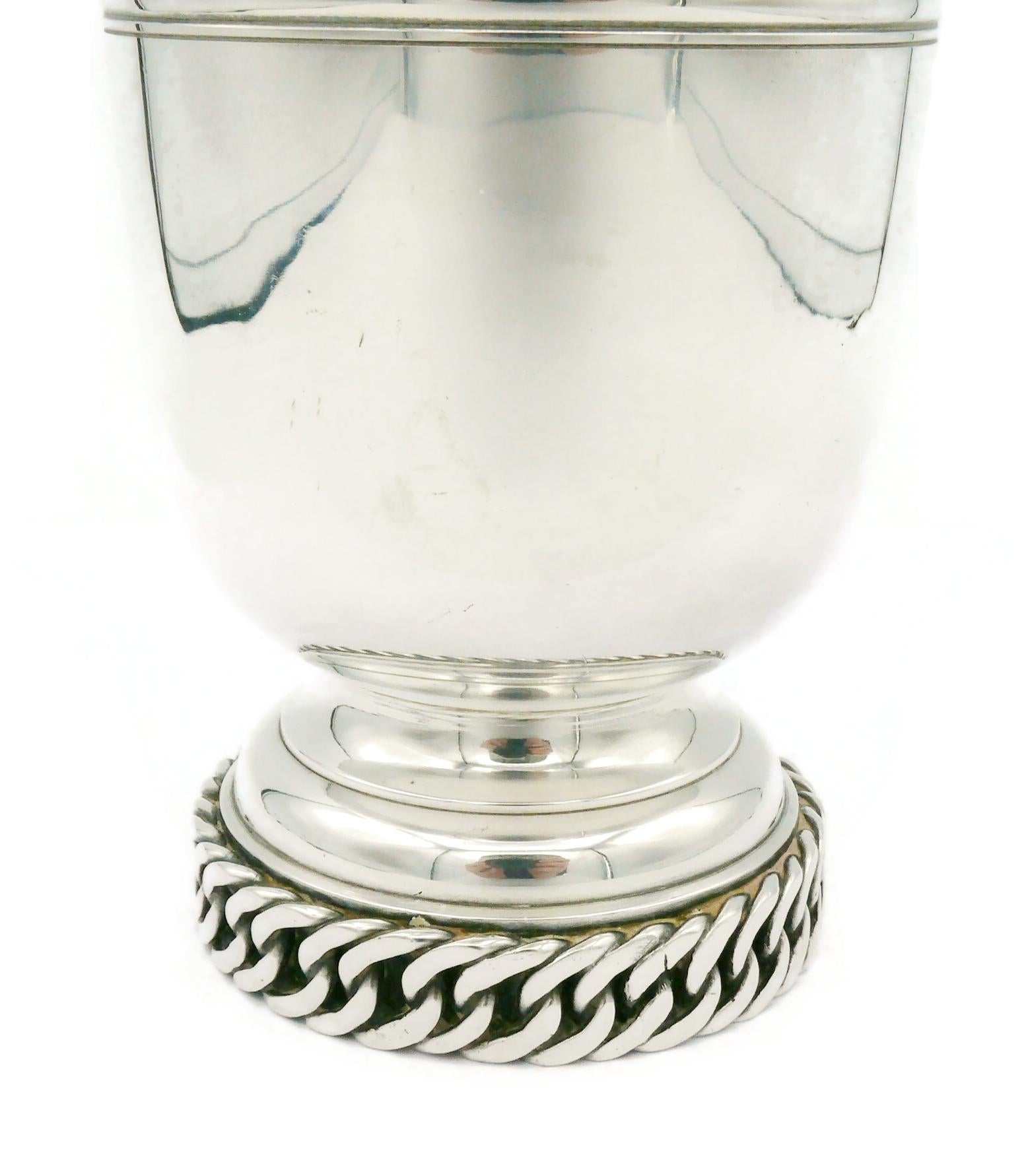 HERMES Vintage Silver Plate Chain Vase For Sale 4