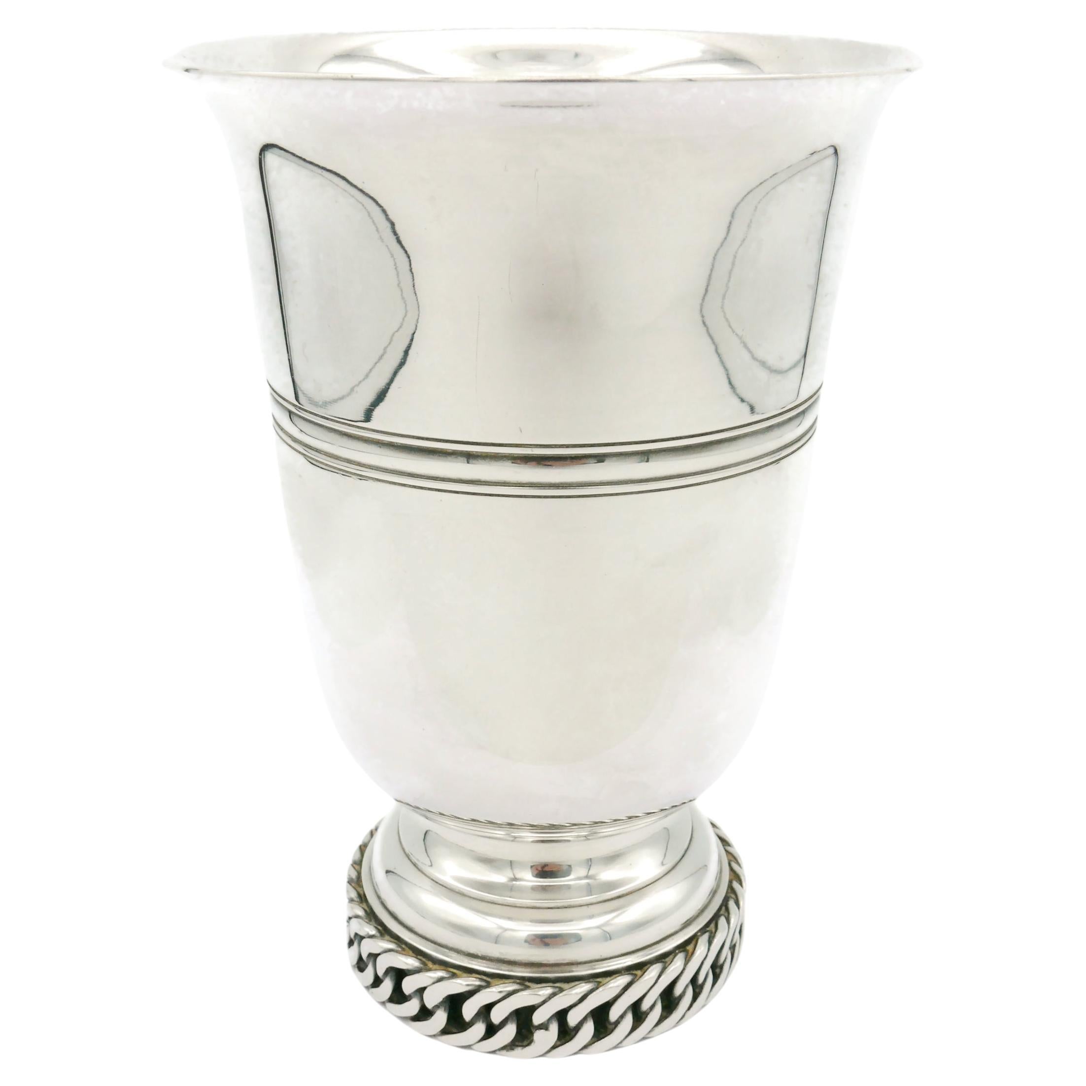 HERMES Vintage Silver Plate Chain Vase For Sale