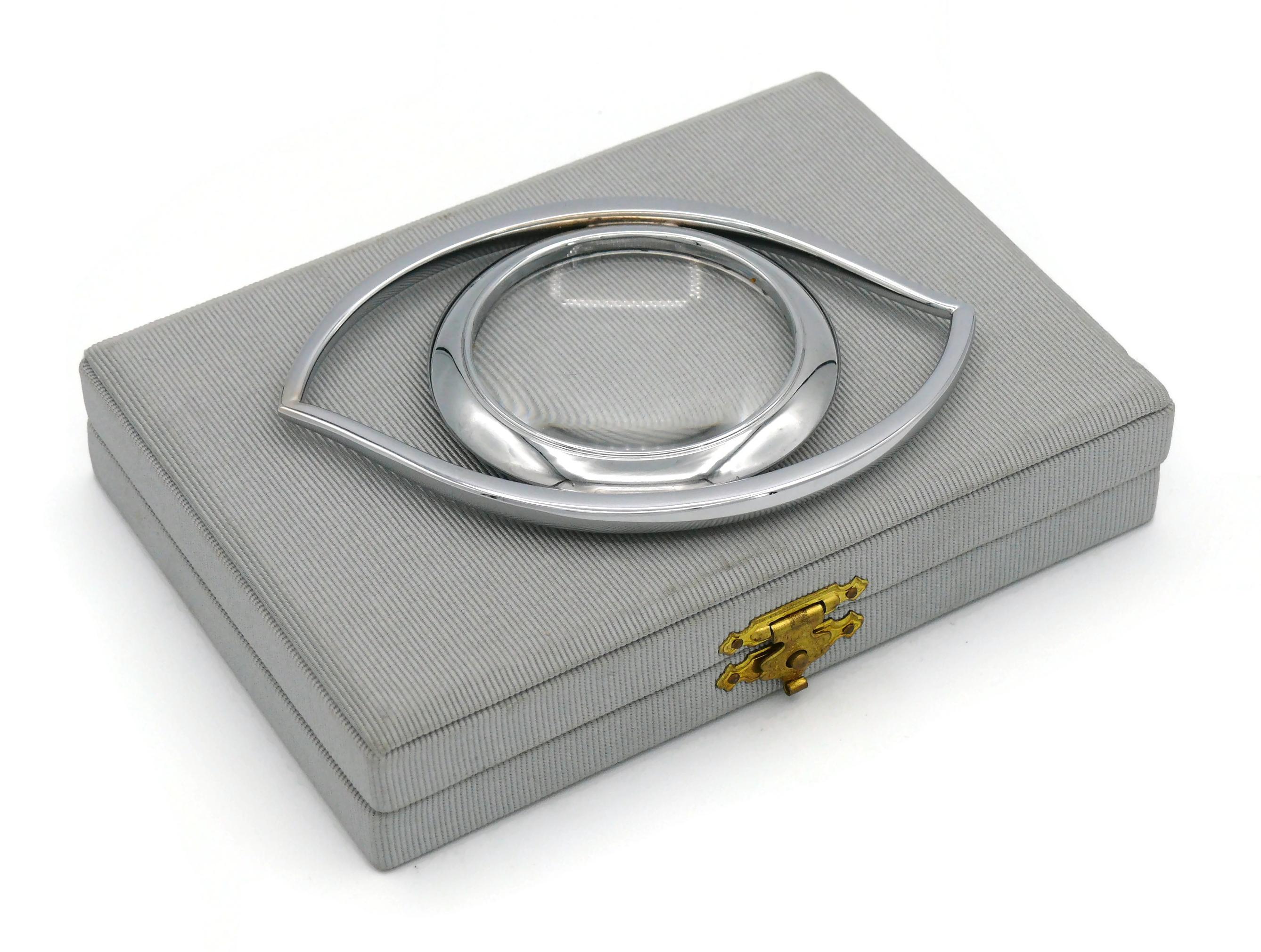 HERMES Vintage Silver Plate Cleopatra Eye Desk Magnifying Glass Boxed 1