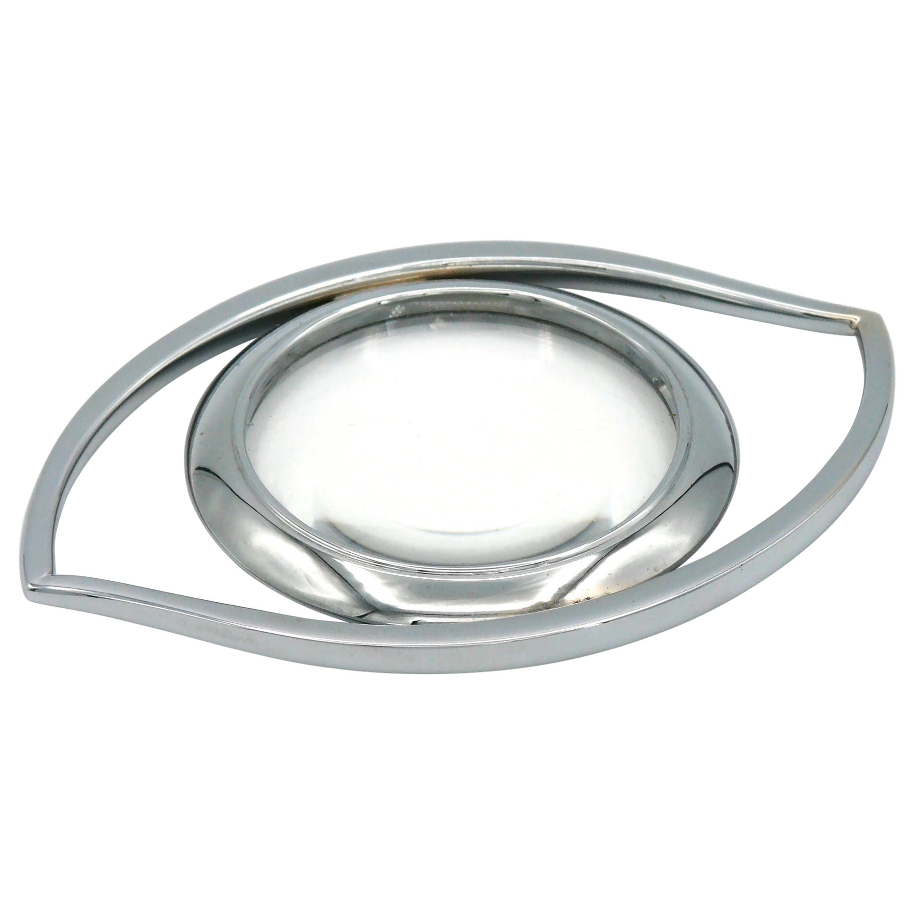 HERMES Vintage Silver Plate Cleopatra Eye Desk Magnifying Glass Boxed