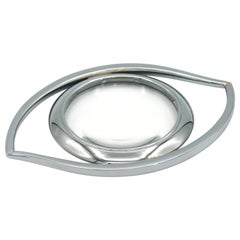 Versilberter Kleopatra-Schreibtisch mit Auge-Vergrößerung aus Glas, Vintage