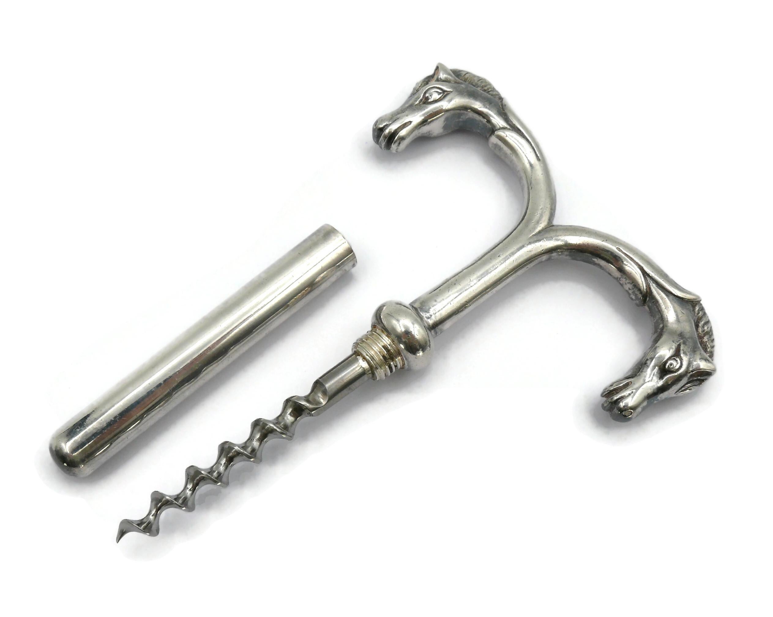 HERMES Vintage Silver Plate Horse-Head Corkscrew In Good Condition For Sale In Nice, FR