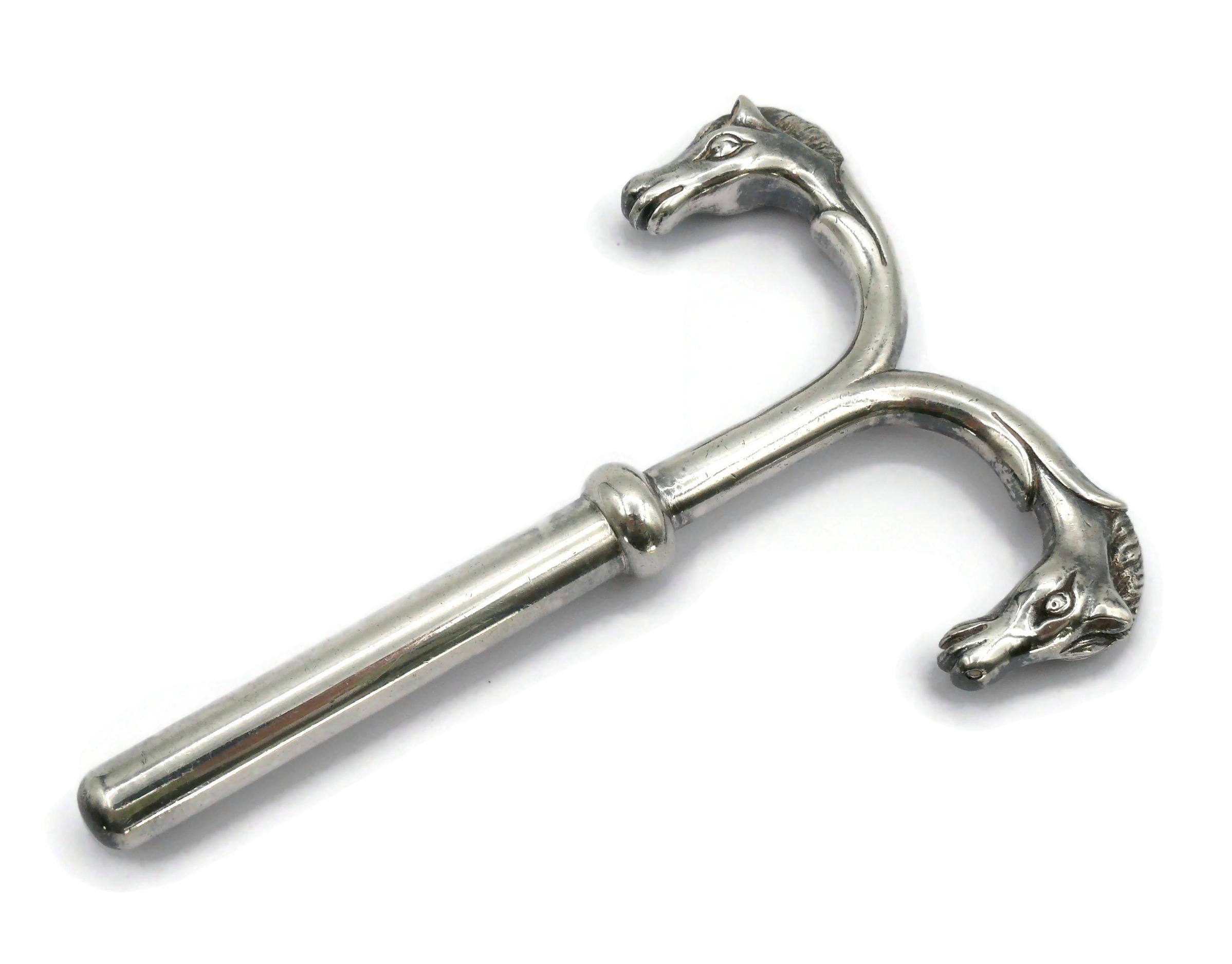 Women's or Men's HERMES Vintage Silver Plate Horse-Head Corkscrew For Sale