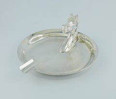 Hermes Vintage Silver Plated Horse Head Equestrian Ashtray