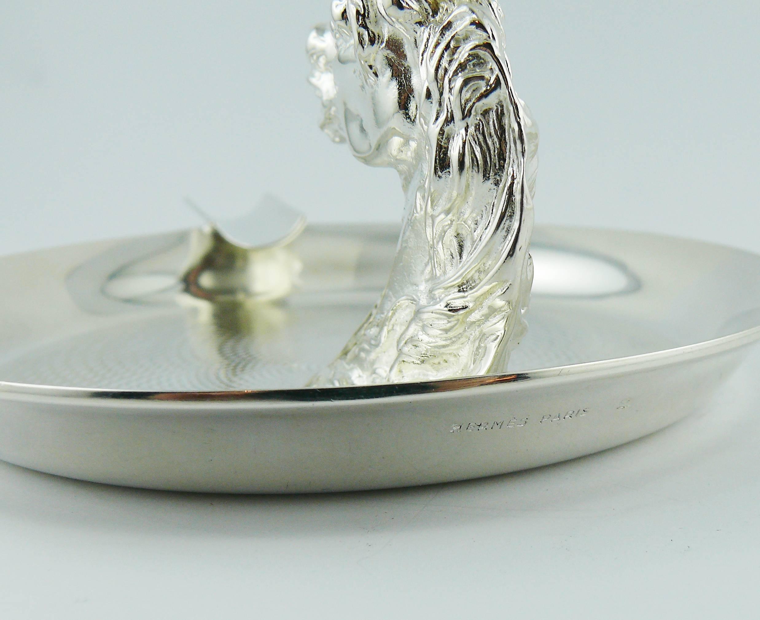 Women's or Men's Hermes Vintage Silver Plated Horse Head Equestrian Ashtray