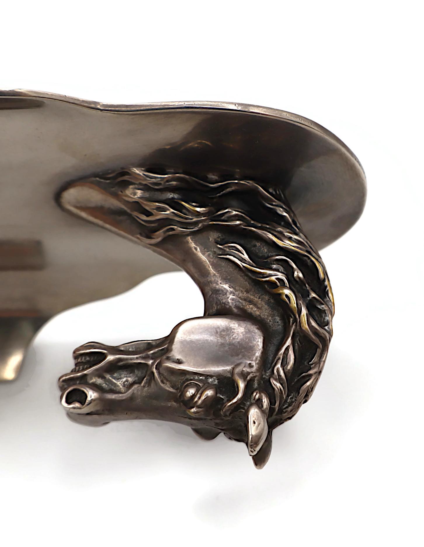 HERMES Vintage Silver Plated Horse Head Equestrian Desk Tray in vendita 10