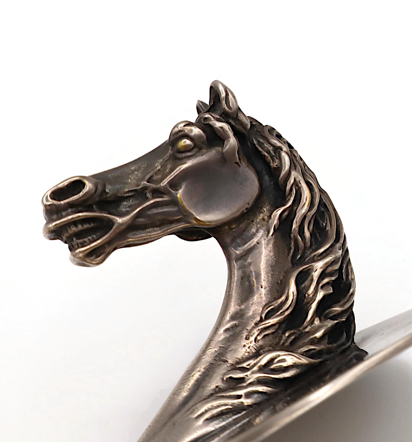 HERMES Vintage Silver Plated Horse Head Equestrian Desk Tray in vendita 11