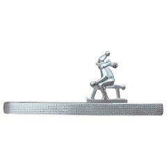 Hermès Vintage Silver Tie Clip Sledding Skiing Snow Winter