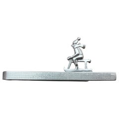 Hermès Vintage Silver Tie Clip Sledding Skiing Snow Winter