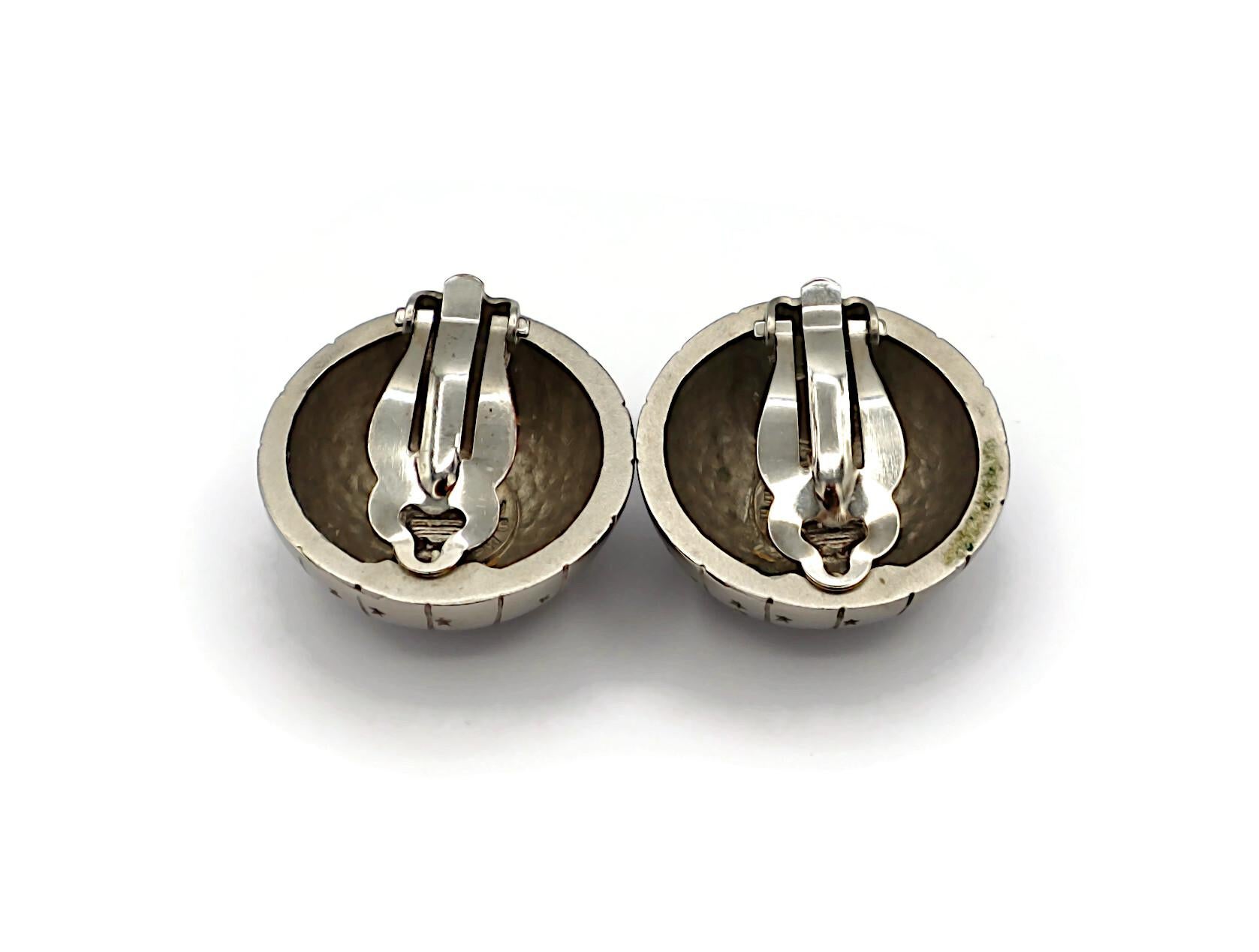 Pendientes de clip HERMES Vintage Silver Tone Celestial Dome en venta 4