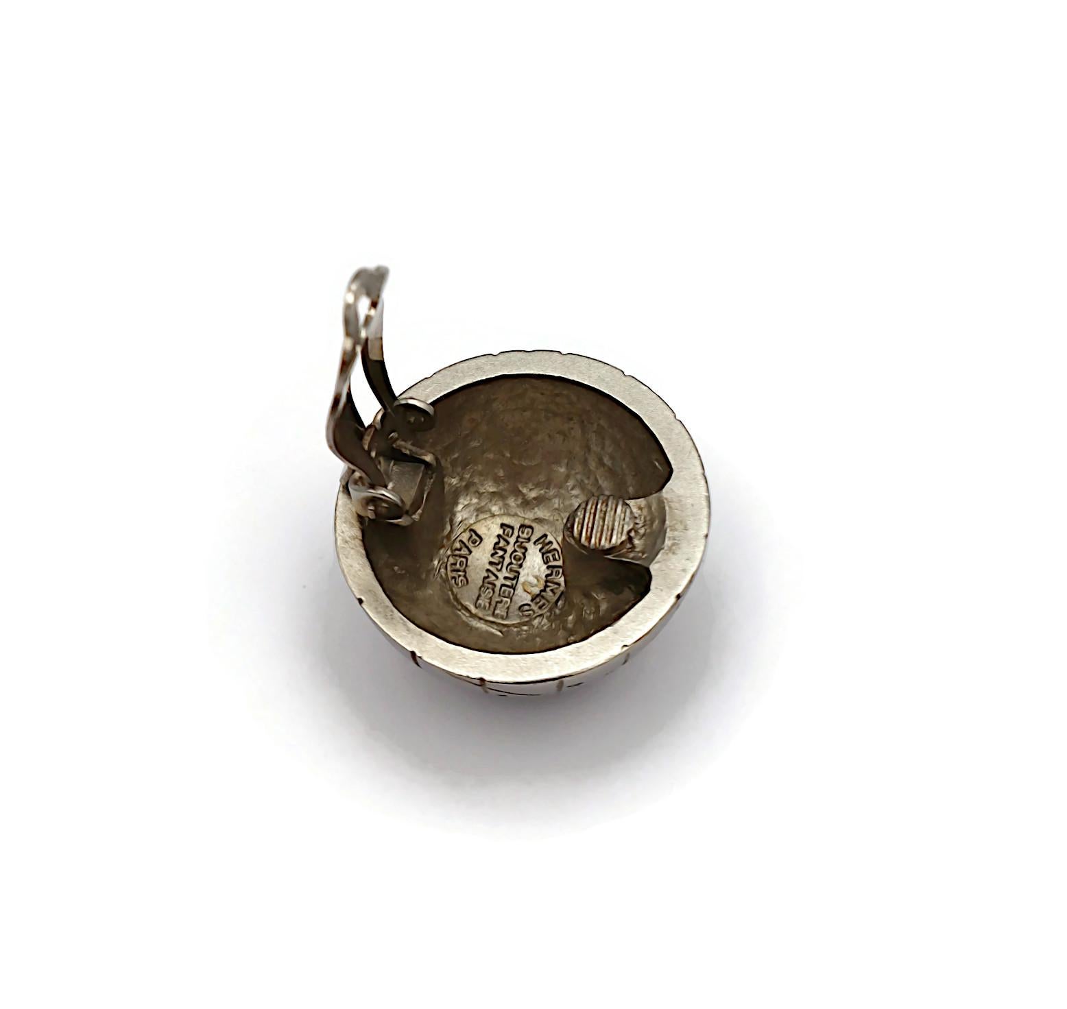 Pendientes de clip HERMES Vintage Silver Tone Celestial Dome en venta 5