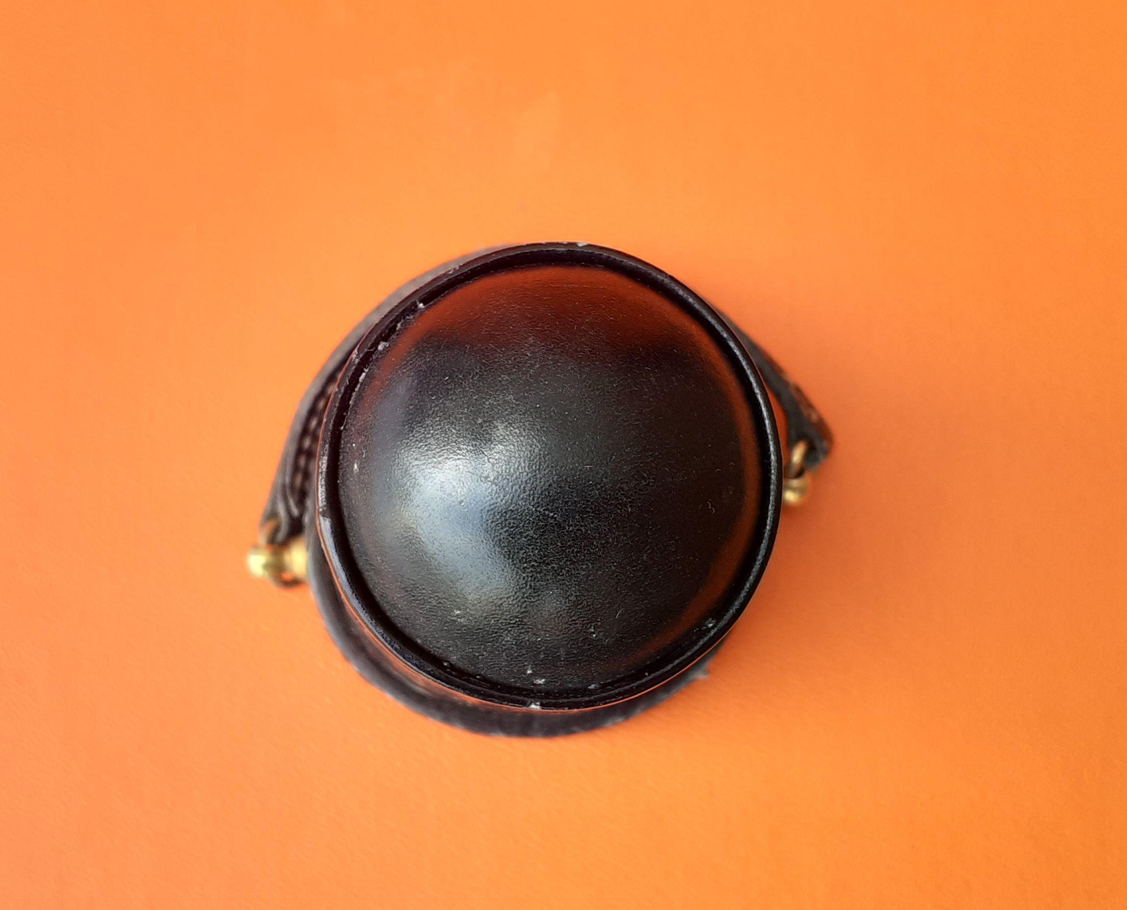 Hermès Vintage Small Table Ashtray Culbuto in Black Leather RARE For Sale 3