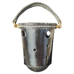 Posacenere da tavolo piccolo vintage Hermès Culbuto in pelle nera RARO