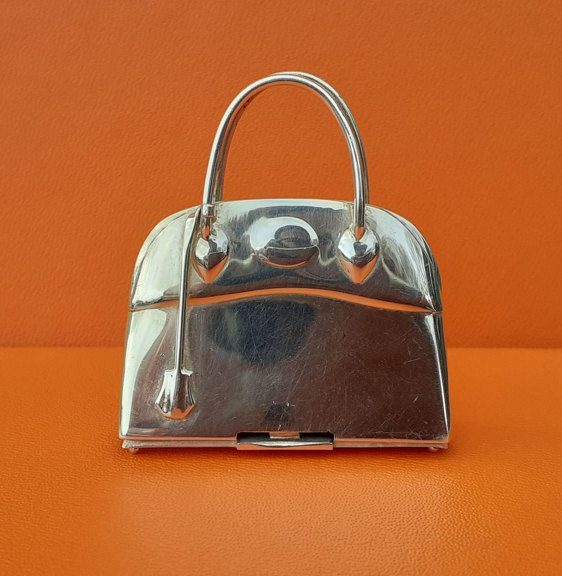  Hermès Vintage Smallest Mini Micro Bolide Bag Pill Box Sterling Silver Rare Pour femmes 
