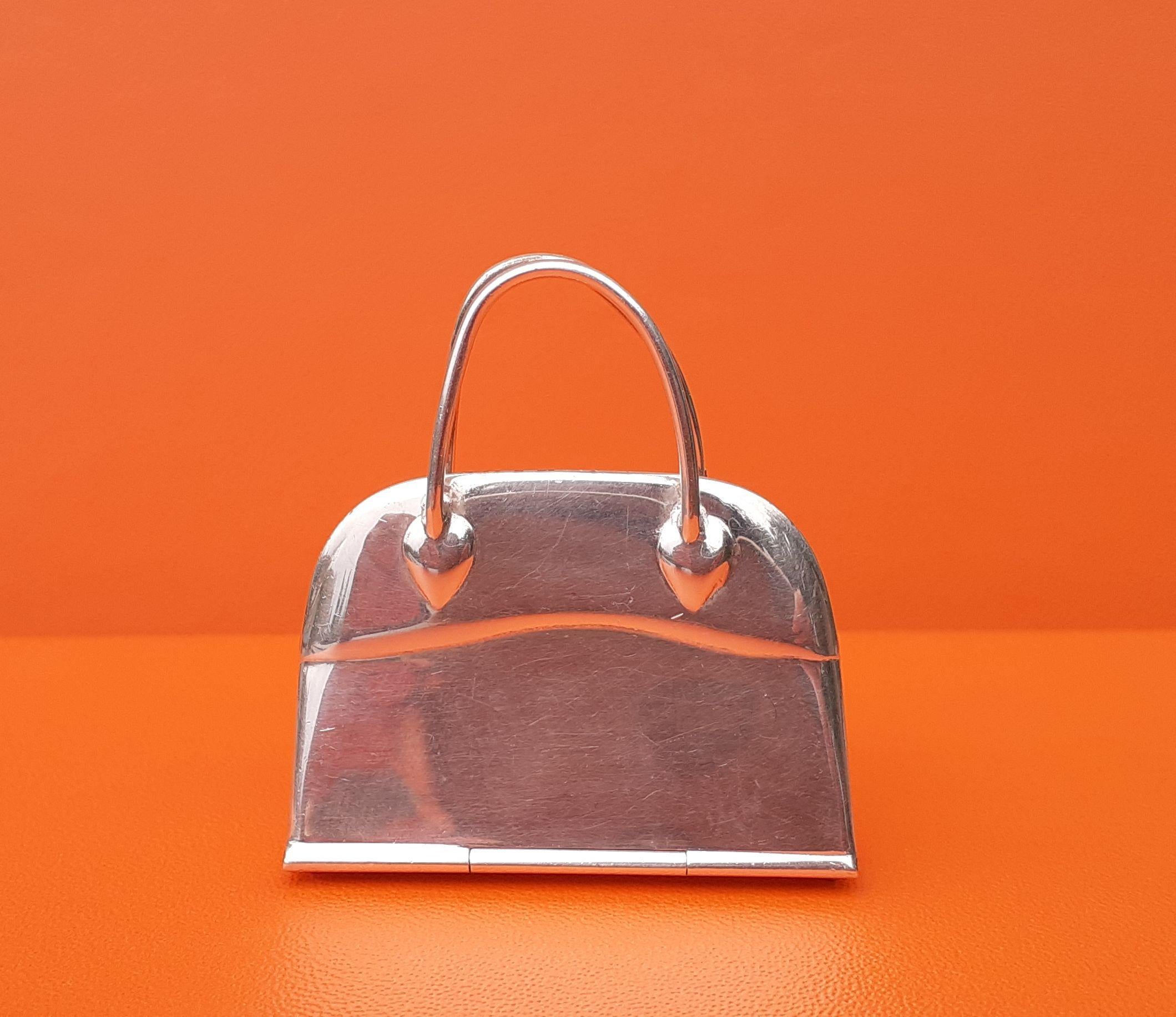 Hermès Vintage Kleinste Mini Micro Bolide Tasche Pillendose Sterling Silber Selten Damen
