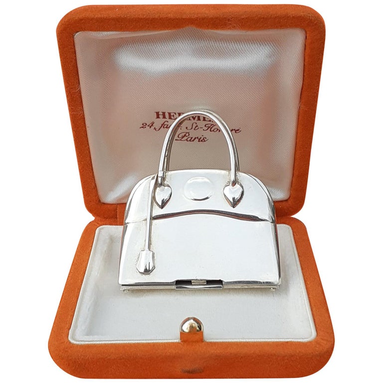 Hermès Vintage Smallest Mini Micro Bolide Bag Pill Box Sterling Silver Rare