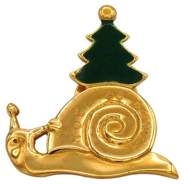 HERMES Vintage Snail Pin Brooch, Limited Edition Noël 1995