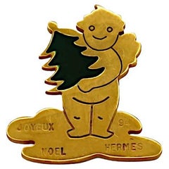HERMES Vintage Snowman Pin Brooch