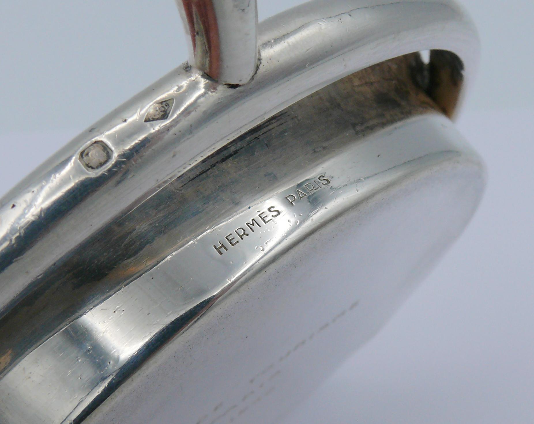 HERMES Vintage Solid Silver Guilloche Stirrup Ashtray For Sale 6
