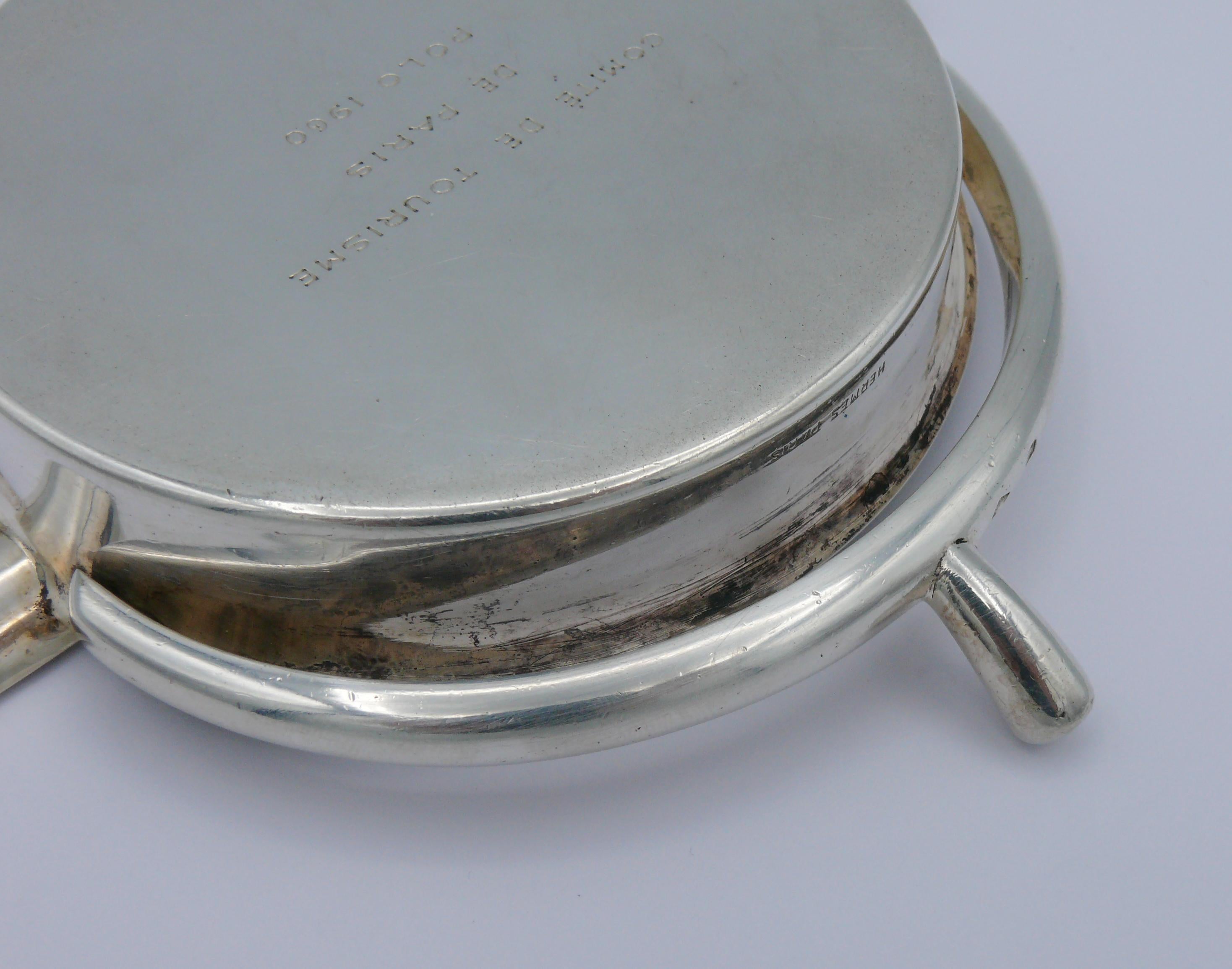 HERMES Vintage Solid Silver Guilloche Stirrup Ashtray For Sale 8