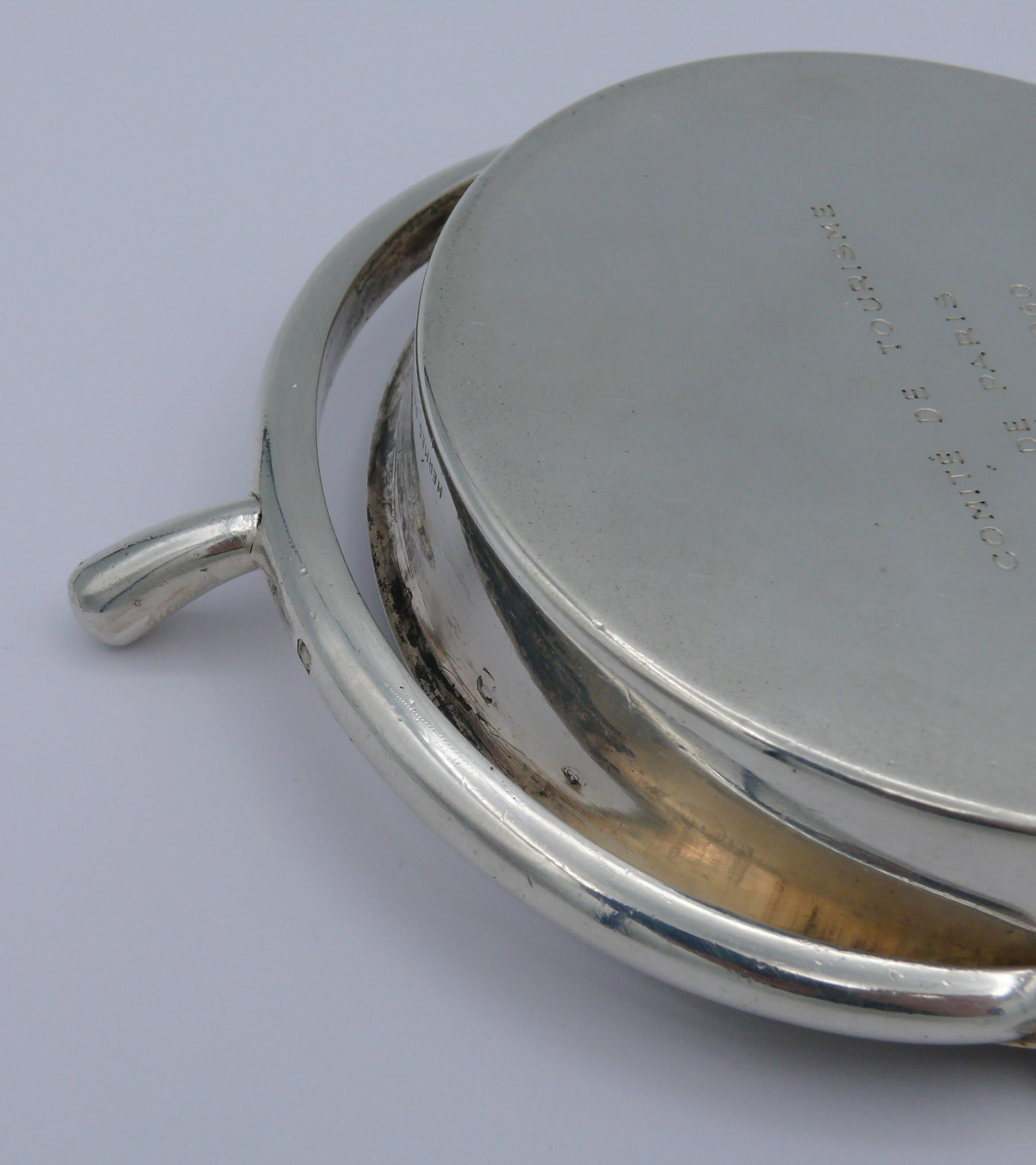 HERMES Vintage Solid Silver Guilloche Stirrup Ashtray For Sale 9