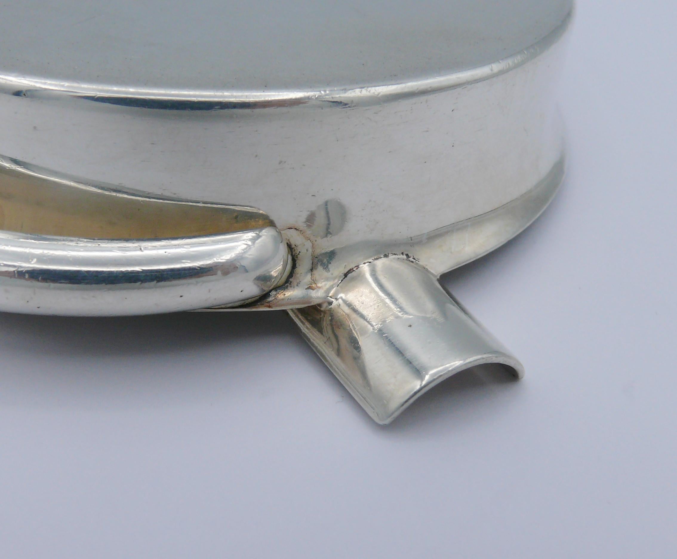 HERMES Vintage Solid Silver Guilloche Stirrup Ashtray For Sale 10