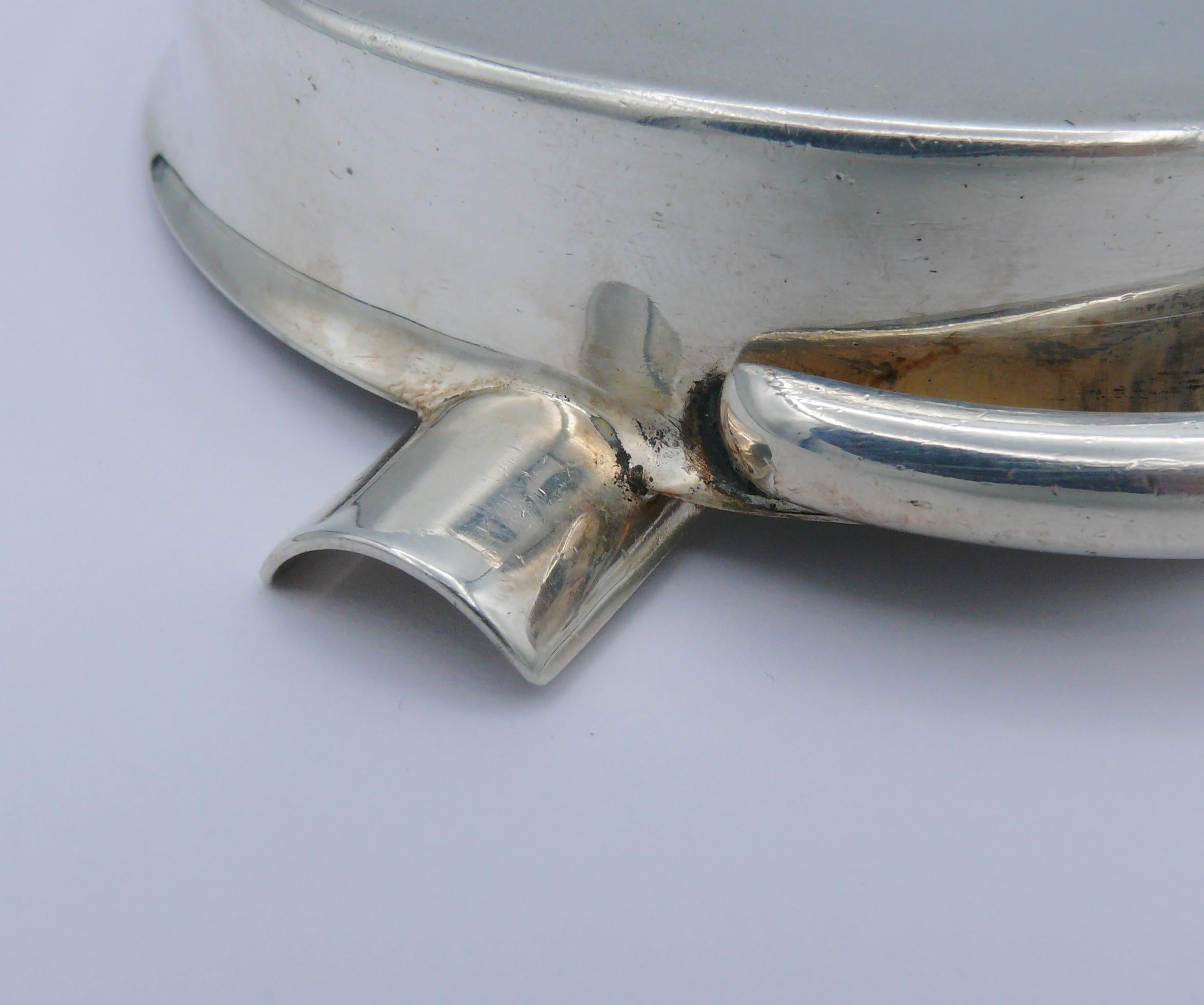 HERMES Vintage Solid Silver Guilloche Stirrup Ashtray For Sale 11