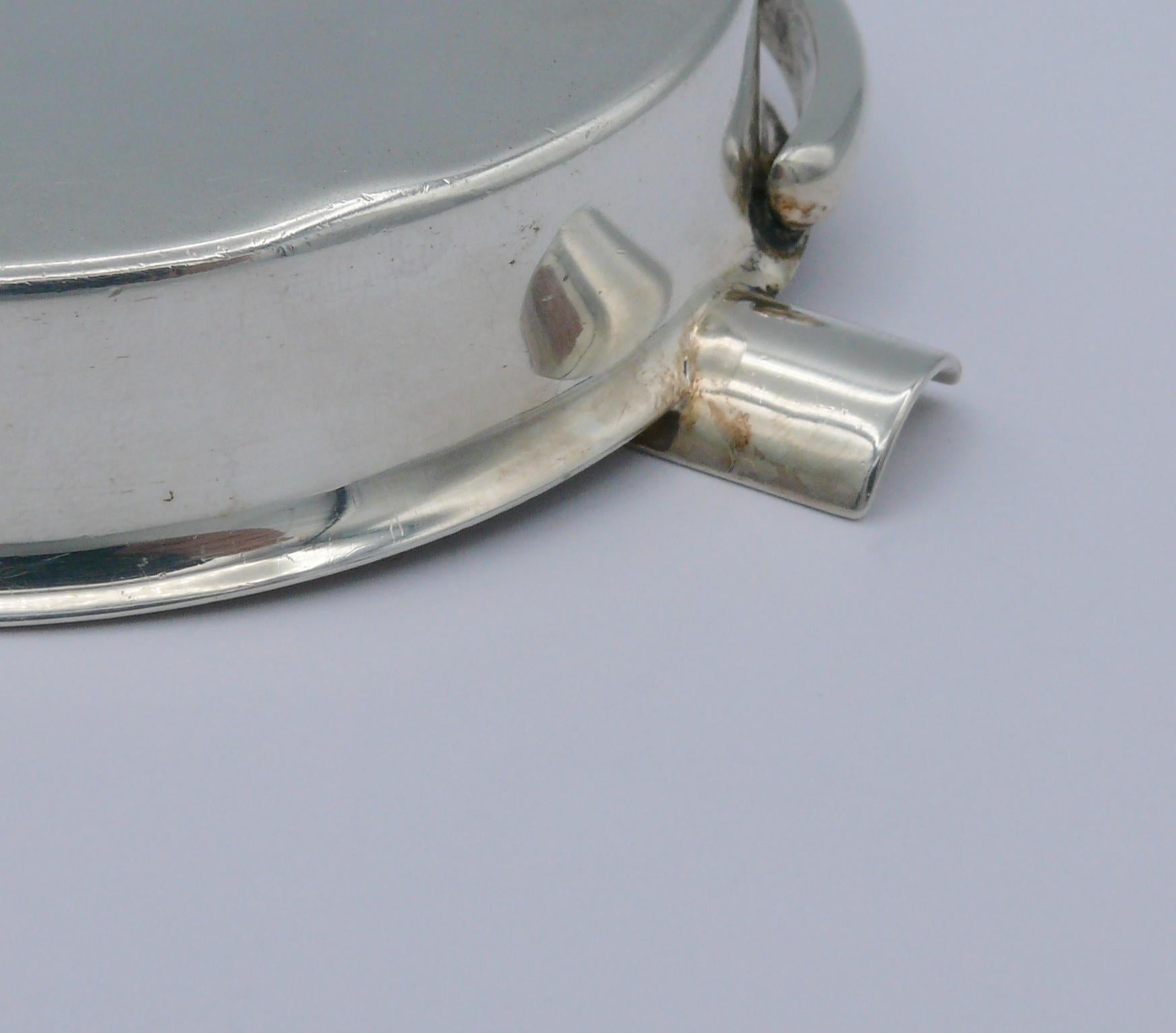 HERMES Vintage Solid Silver Guilloche Stirrup Ashtray For Sale 12