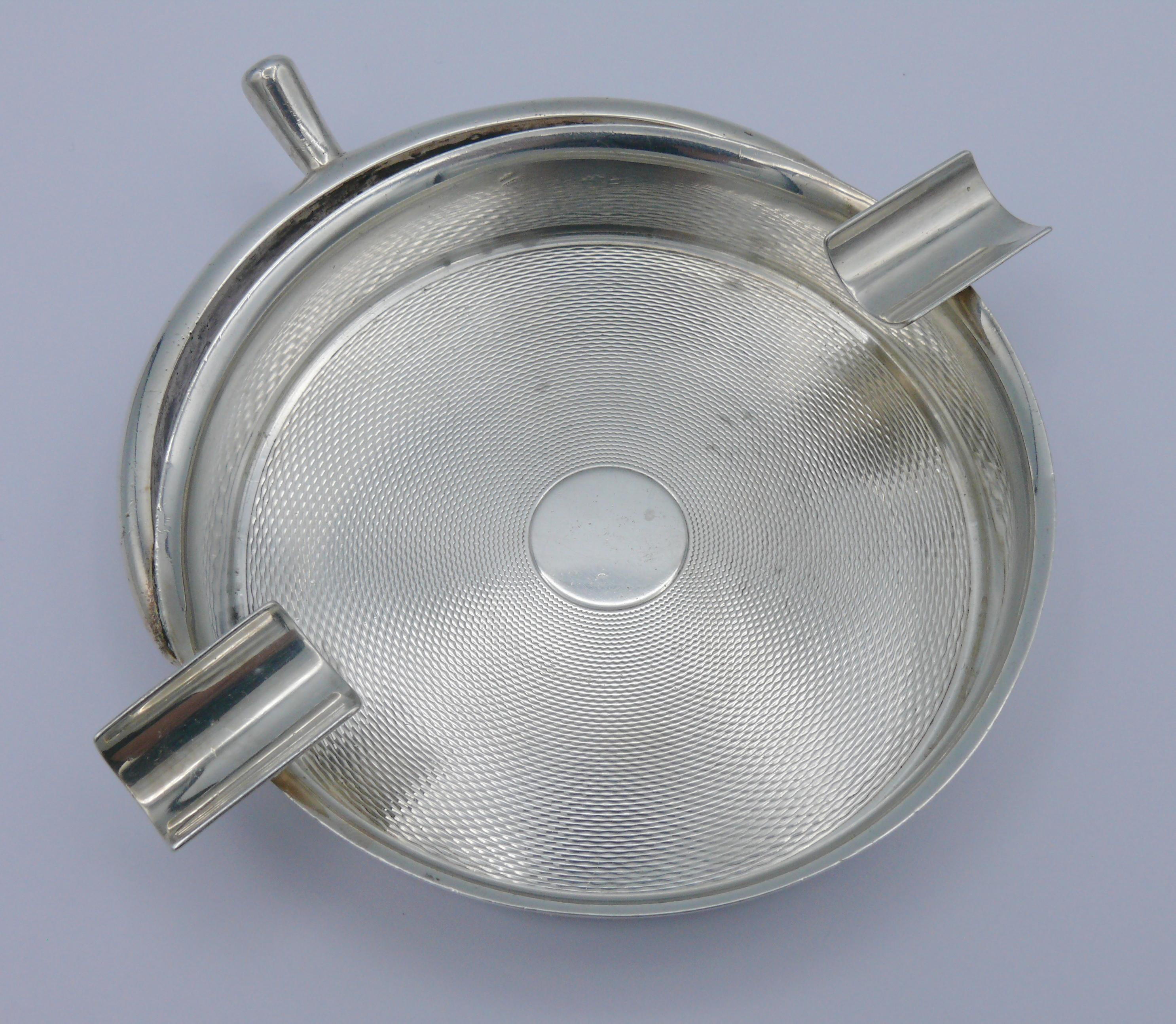 HERMES Vintage Solid Silver Guilloche Stirrup Ashtray For Sale 14