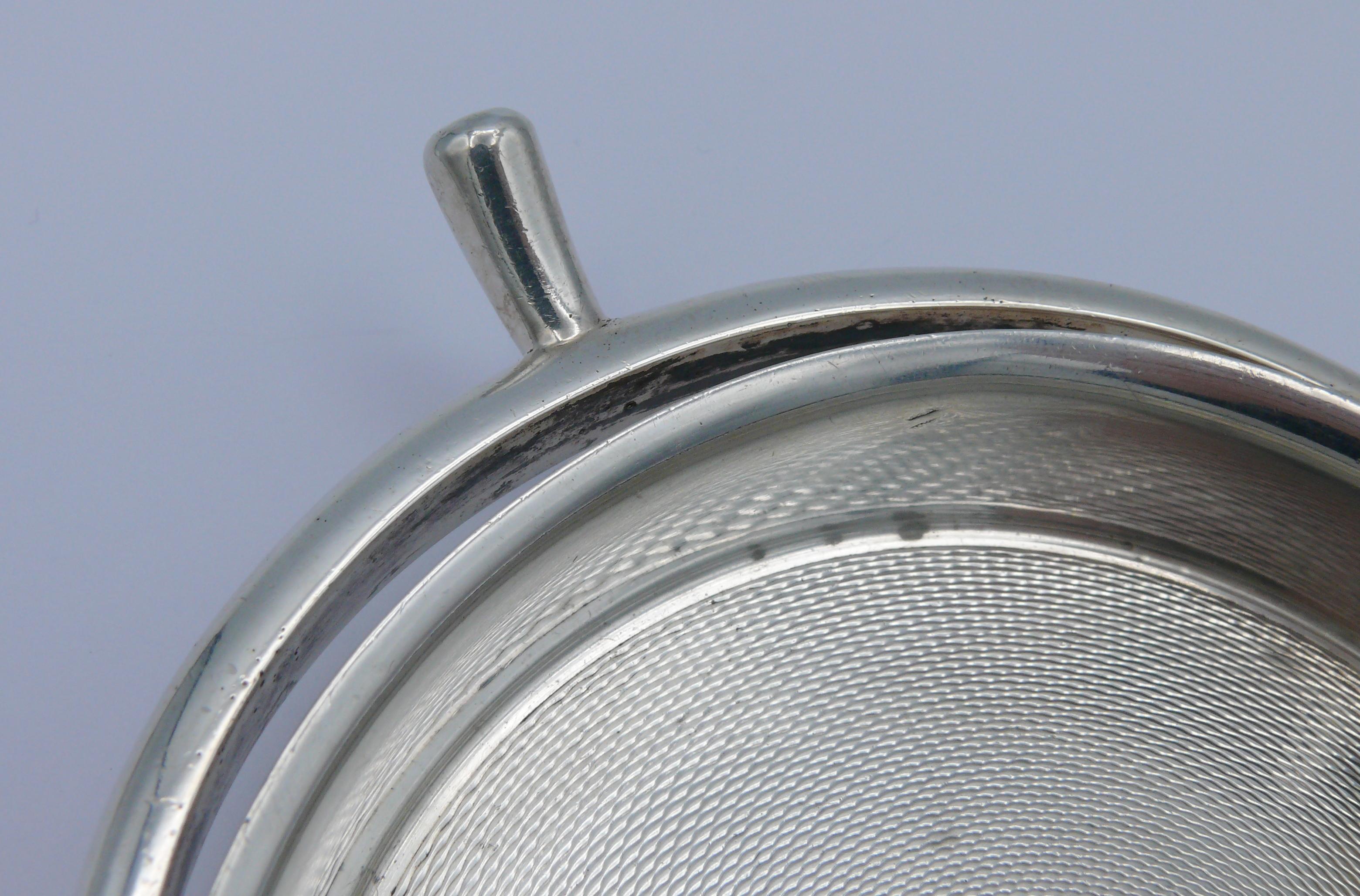 HERMES Vintage Solid Silver Guilloche Stirrup Ashtray For Sale 15