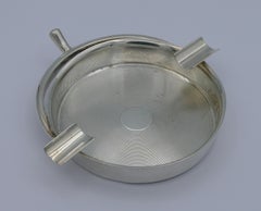 HERMES Vintage Solid Silver Guilloche Stirrup Ashtray