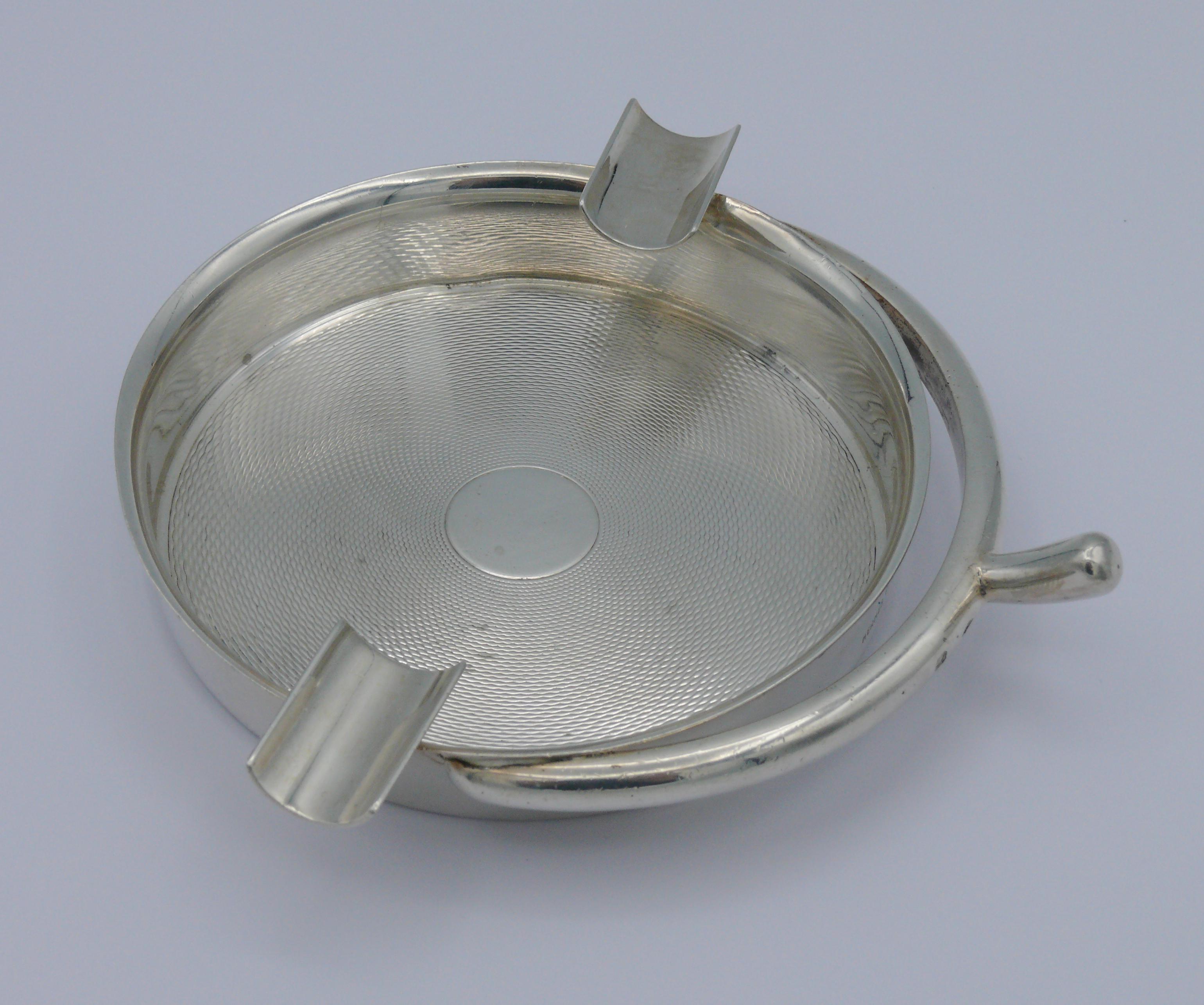 Women's or Men's HERMES Vintage Solid Silver Guilloche Stirrup Ashtray For Sale