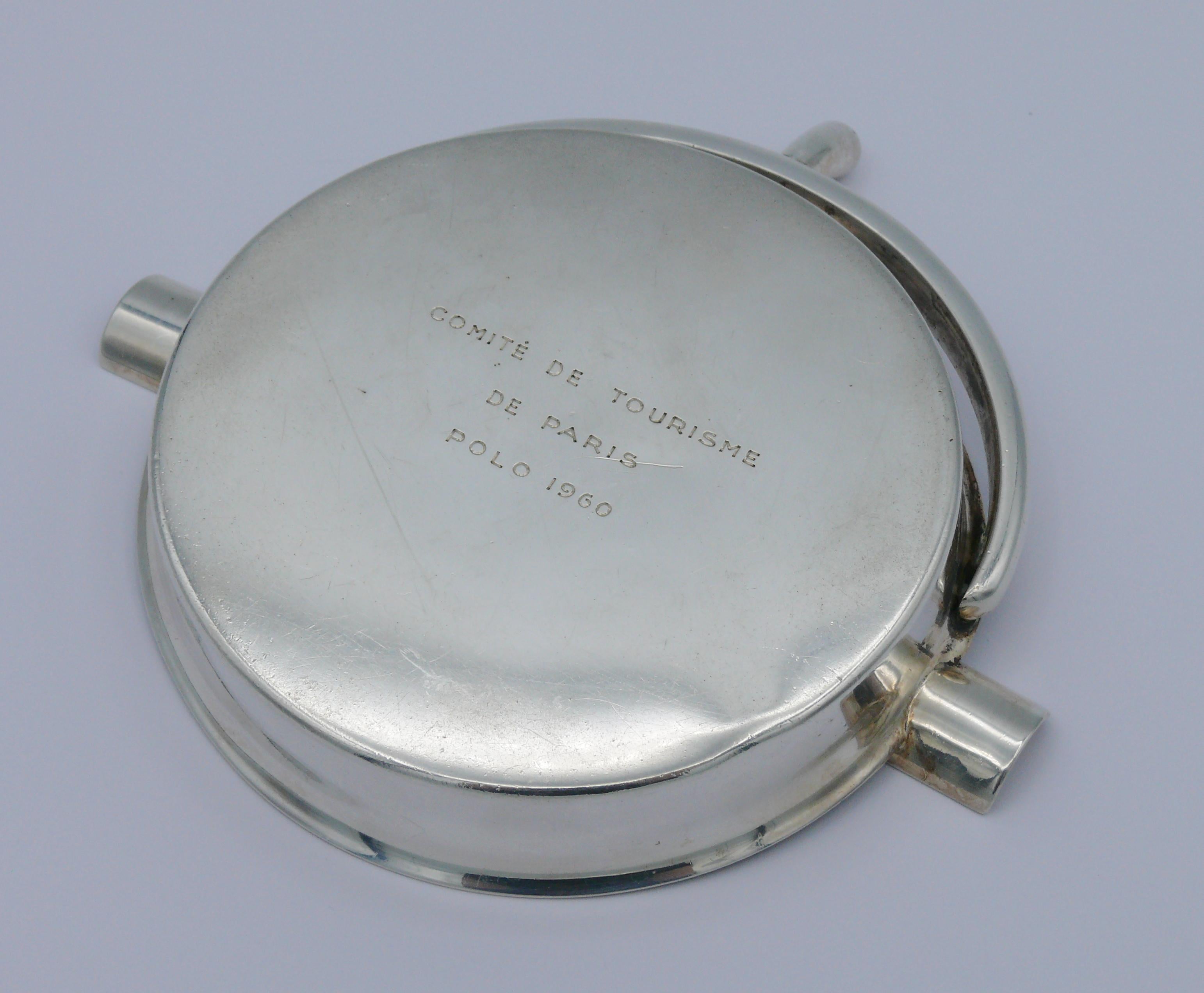 HERMES Vintage Solid Silver Guilloche Stirrup Ashtray For Sale 2