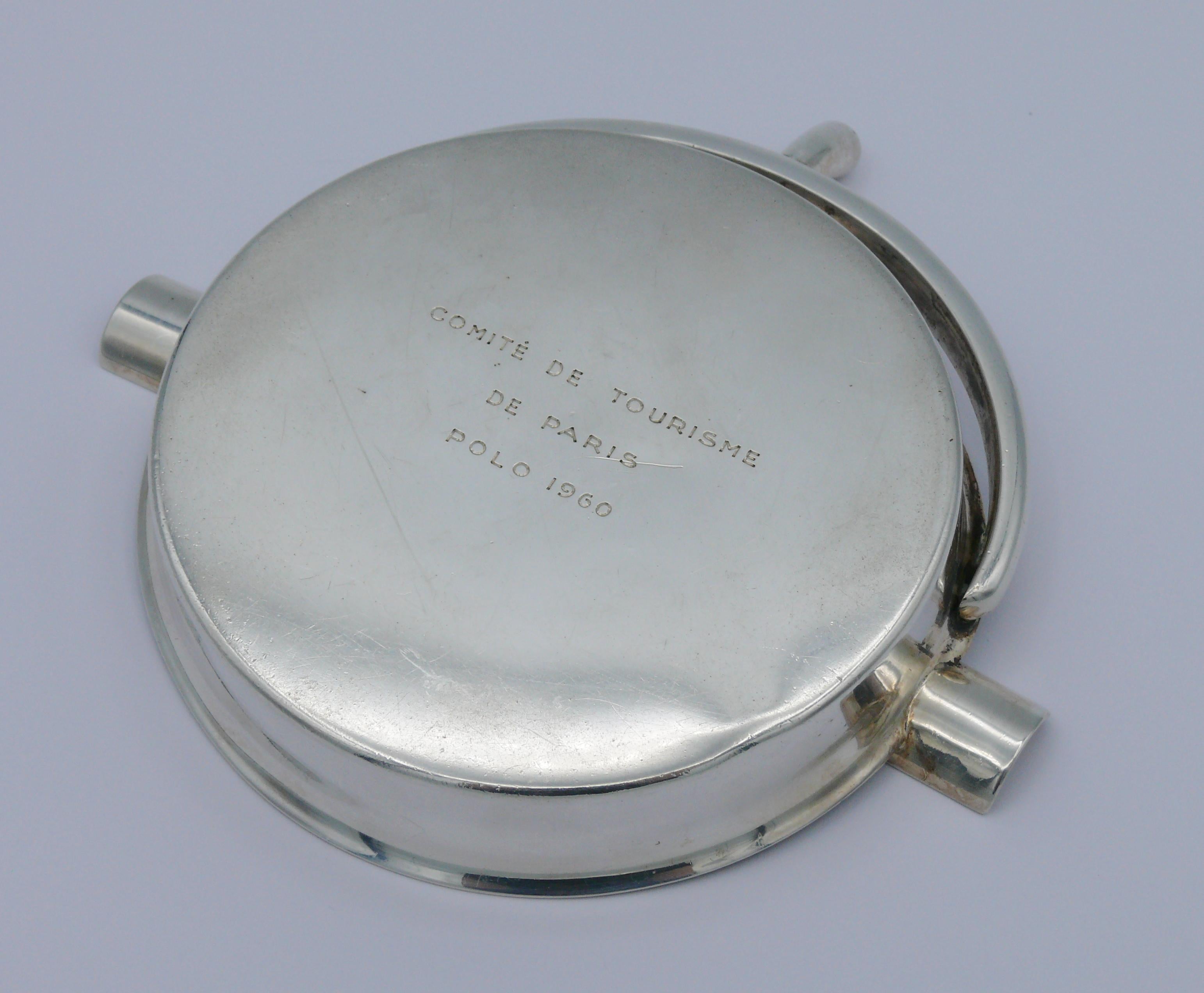 HERMES Vintage Solid Silver Guilloche Stirrup Ashtray 2