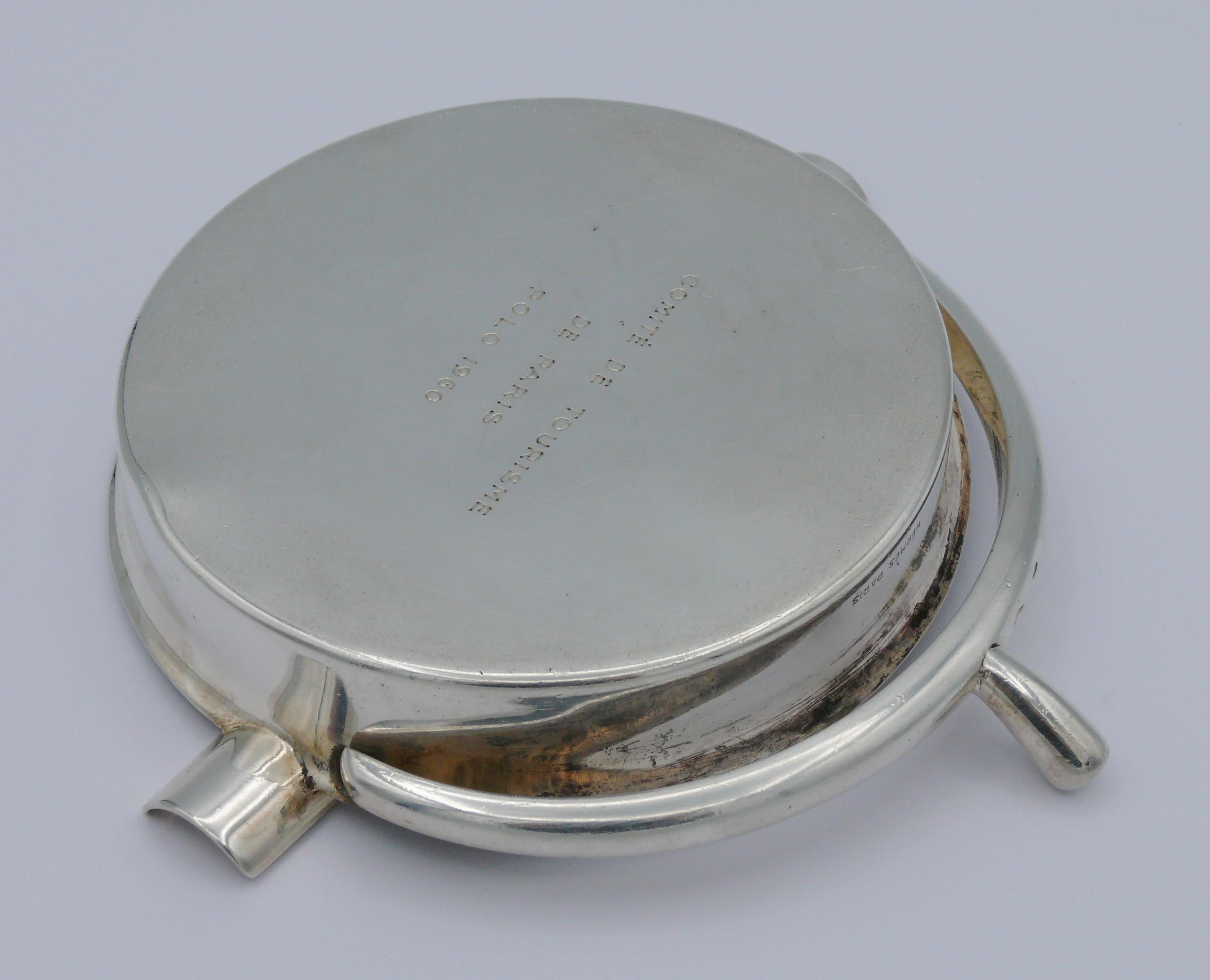 HERMES Vintage Solid Silver Guilloche Stirrup Ashtray For Sale 5