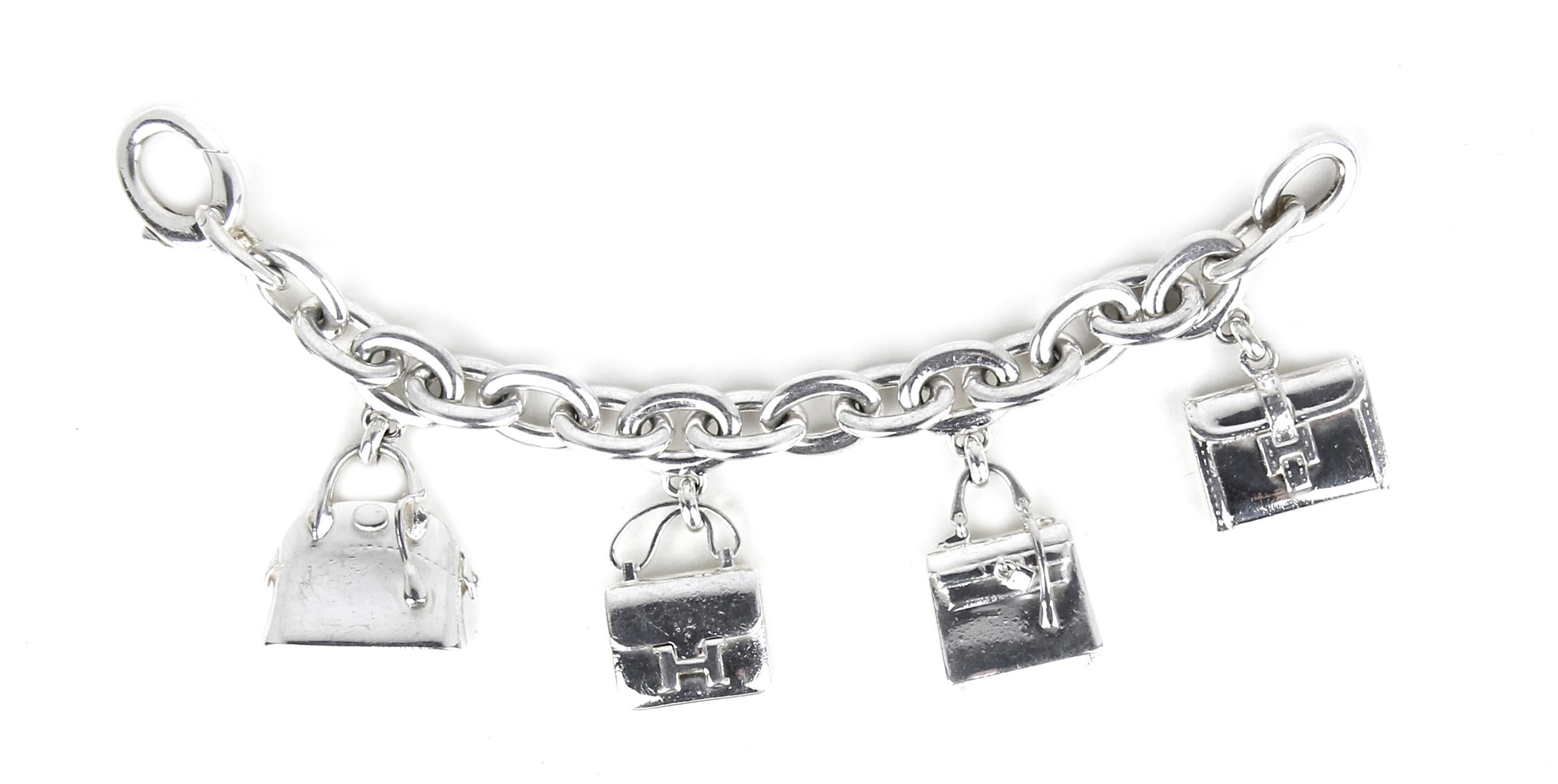 Hermes Vintage Sterling Silver Iconic Bags Charm Bracelet 1