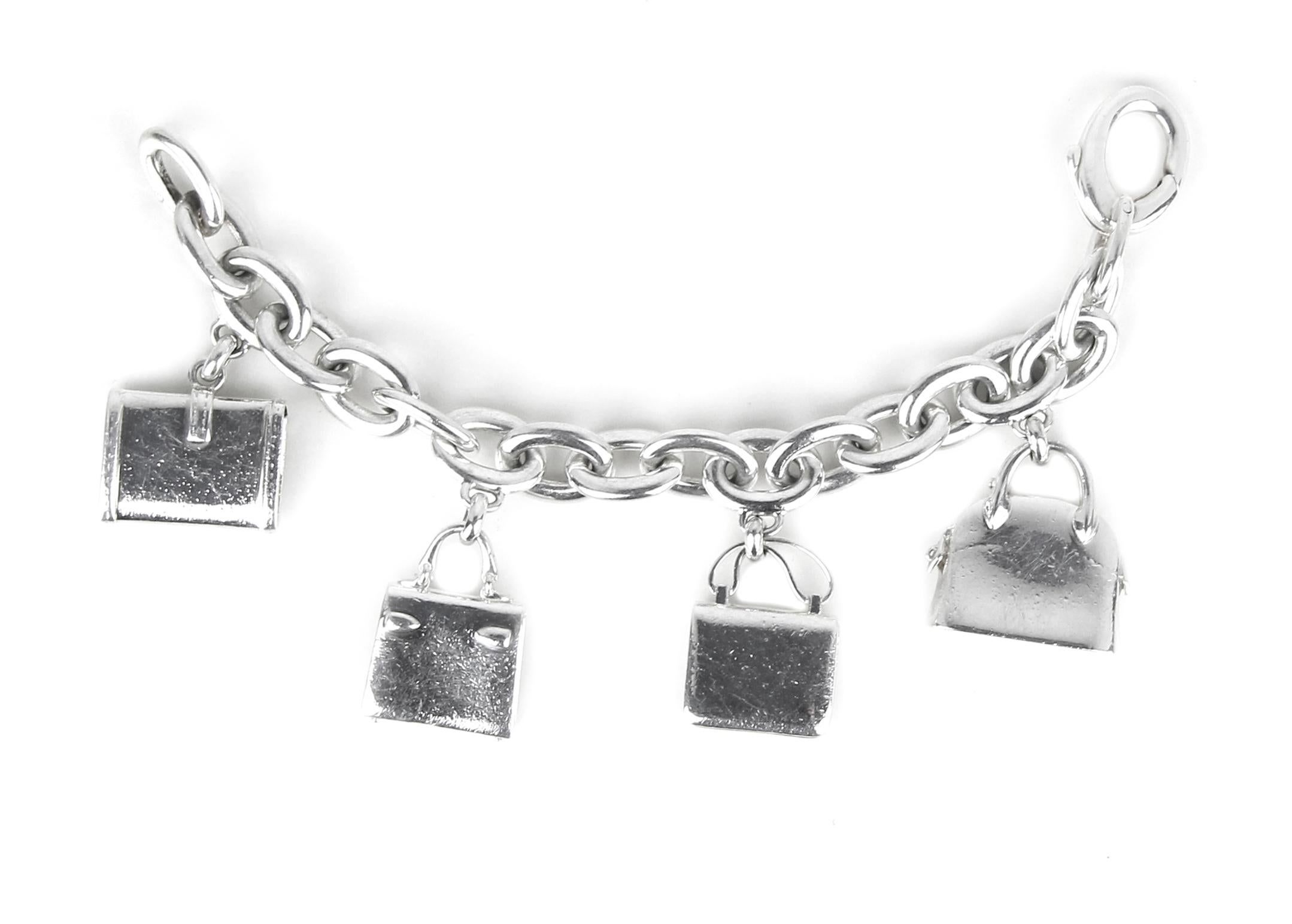 Hermes Vintage Sterling Silver Iconic Bags Charm Bracelet 2