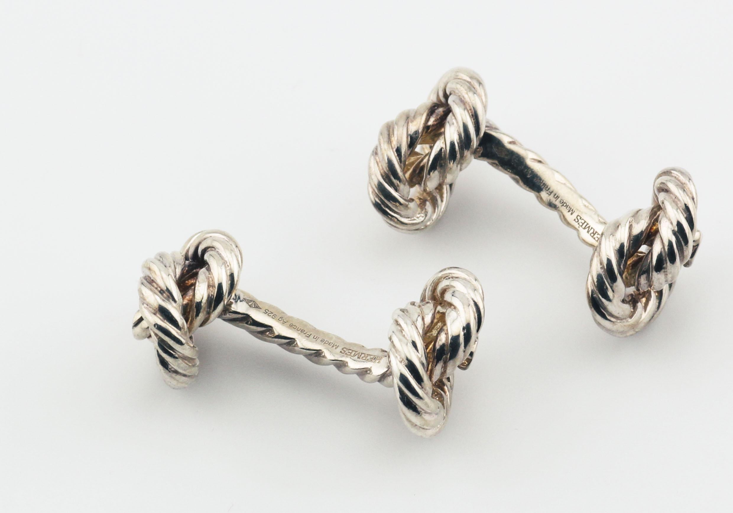 Boutons de manchette Hermes Vintage en argent Sterling Bon état à Simpsonville, SC