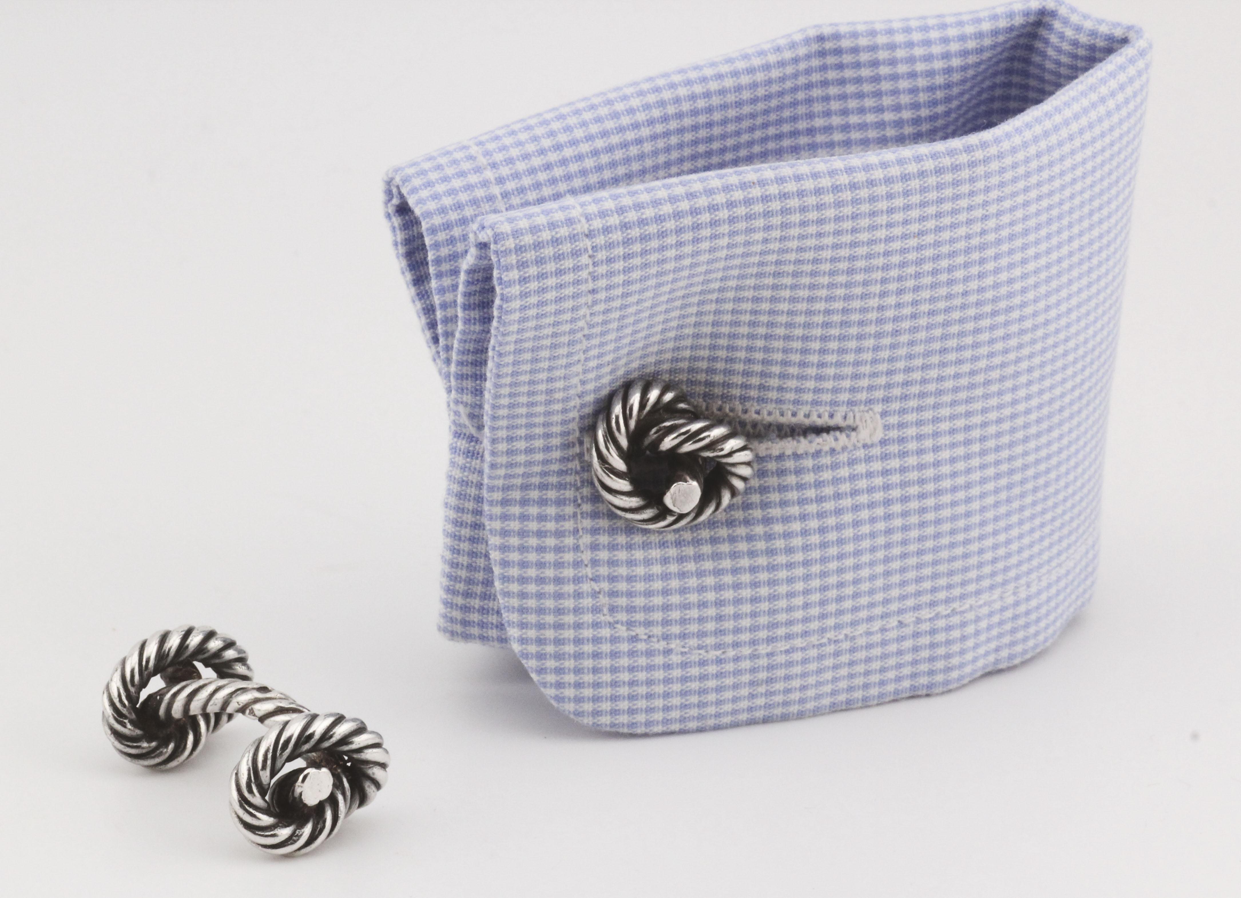 Hermes Vintage Sterling Silber Knoten Manschettenknöpfe im Zustand „Gut“ im Angebot in Simpsonville, SC